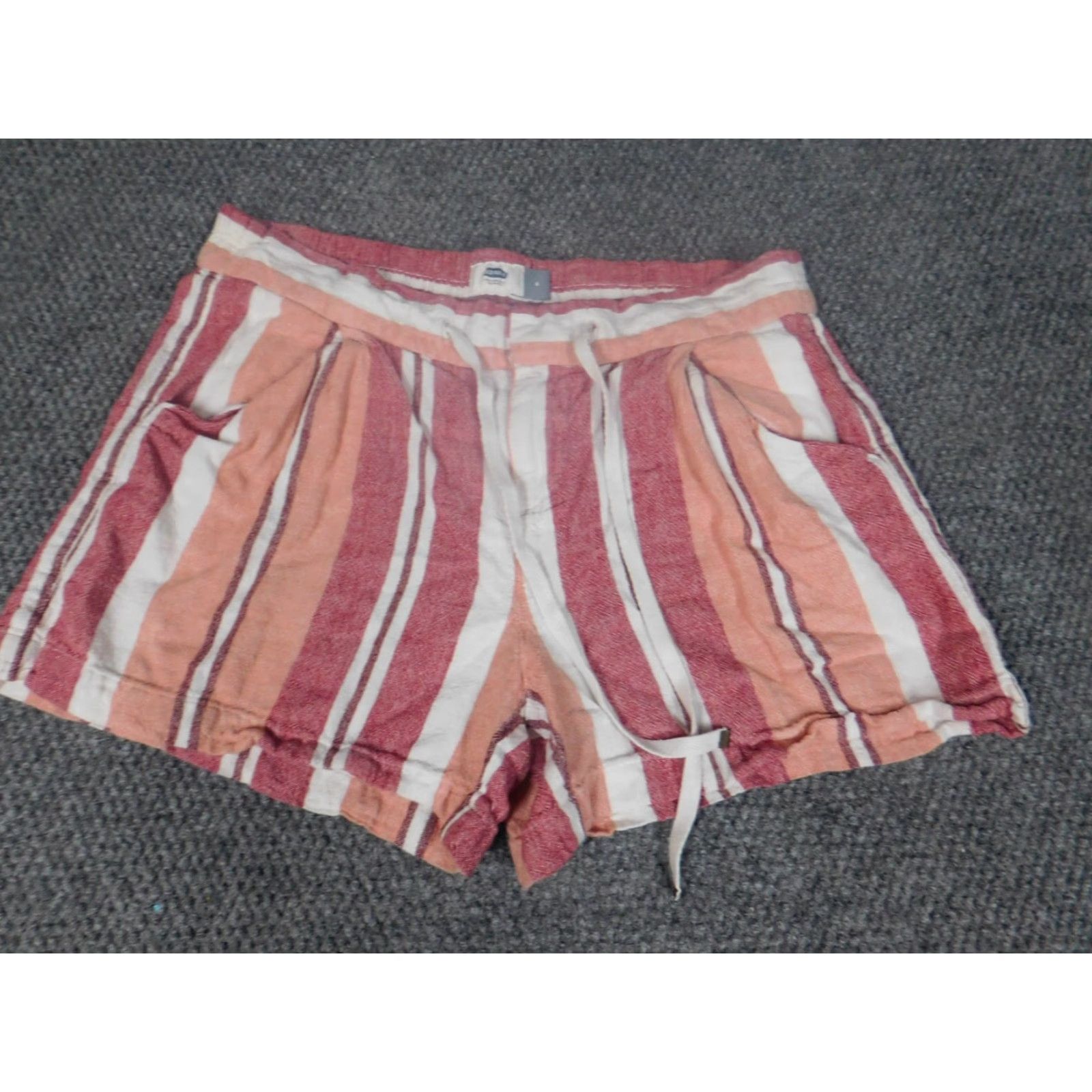 Old Navy Old Navy Womens Shorts 6 Pink Striped Linen Comfort Drawstring Chino Regular Waist 28in Womens Size 28" / US 6 / IT 42 - 3 Thumbnail