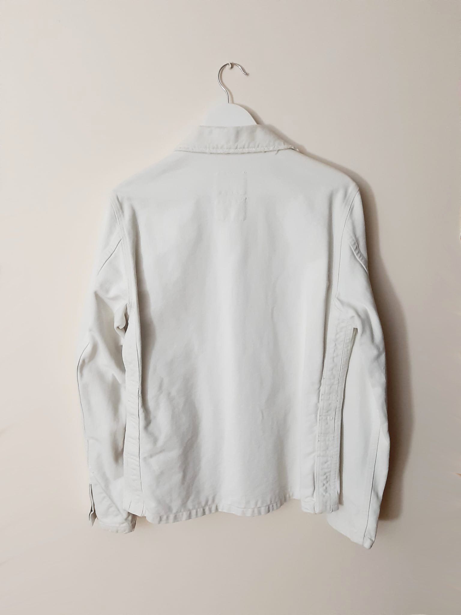 Helmut Lang SS 2004 White Broken Denim Concealed Jacket