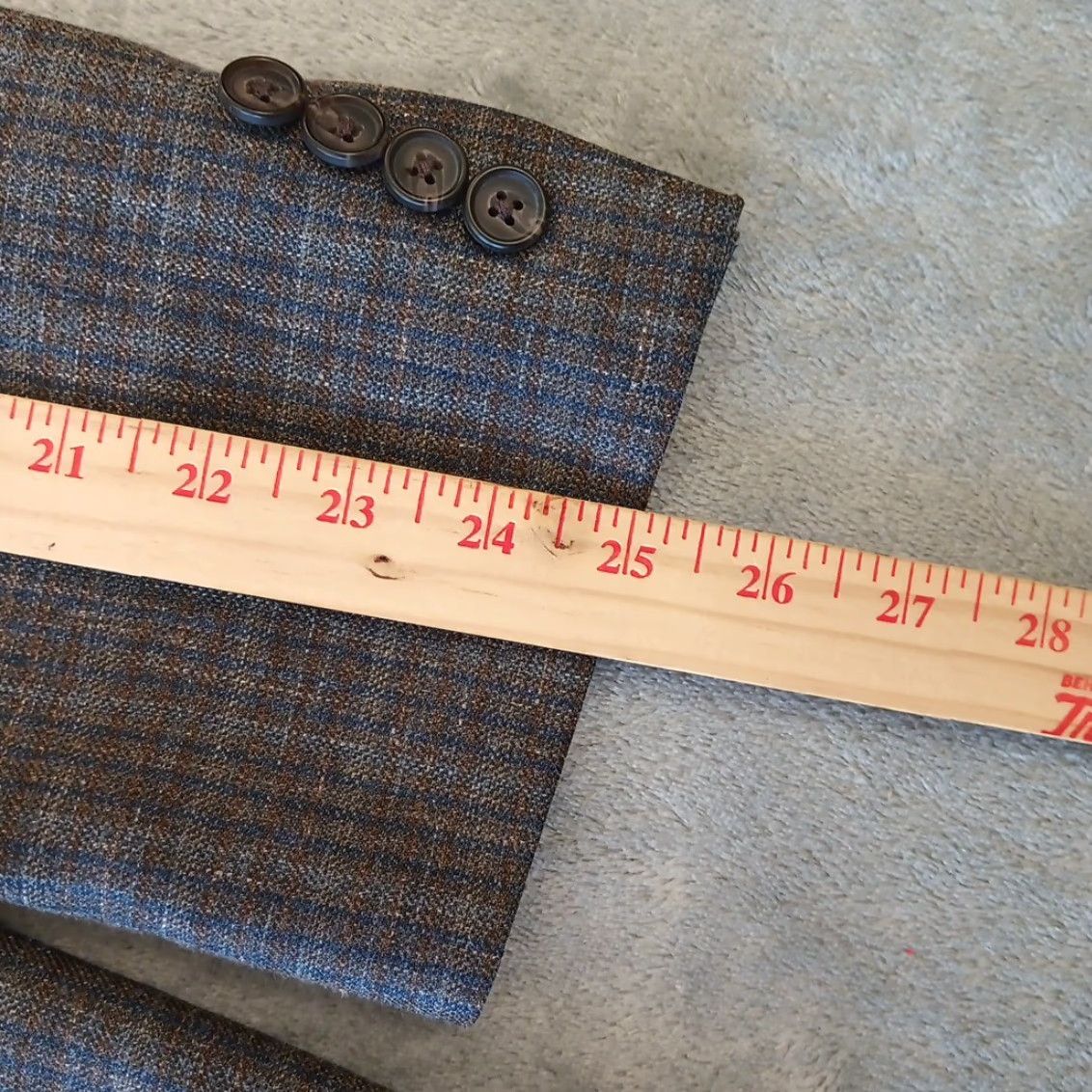 Ralph Lauren Lauren Ralph Lauren Blazer Mens 46 Brown Plaid Wool Blend Two Button Single Vent Size 46R - 3 Thumbnail