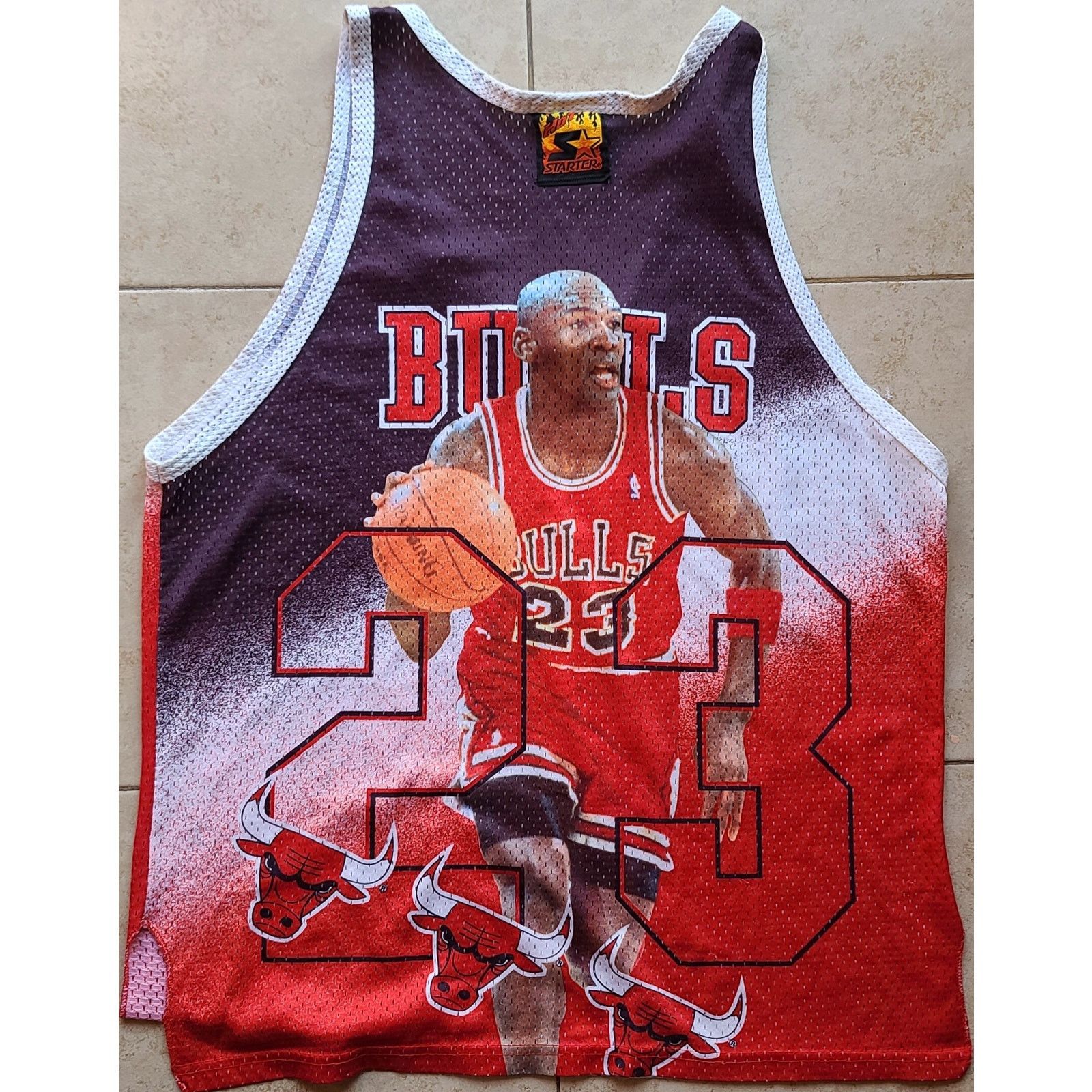 Jordan Brand × NBA × Starter JORDAN #23 Chicago Bulls 90s STARTER jersey Hot NBA vintage Size US L / EU 52-54 / 3 - 4 Thumbnail