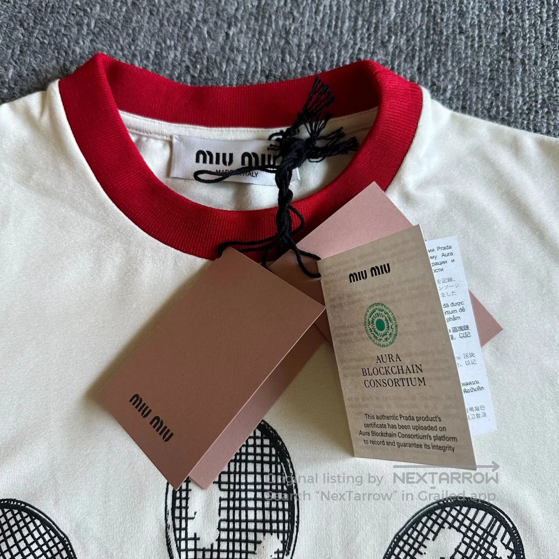 Miu Miu Miu Miu Beige Tennis Racket Short-Sleeve T-Shirt. Size S / US 4 / IT 40 - 3 Thumbnail