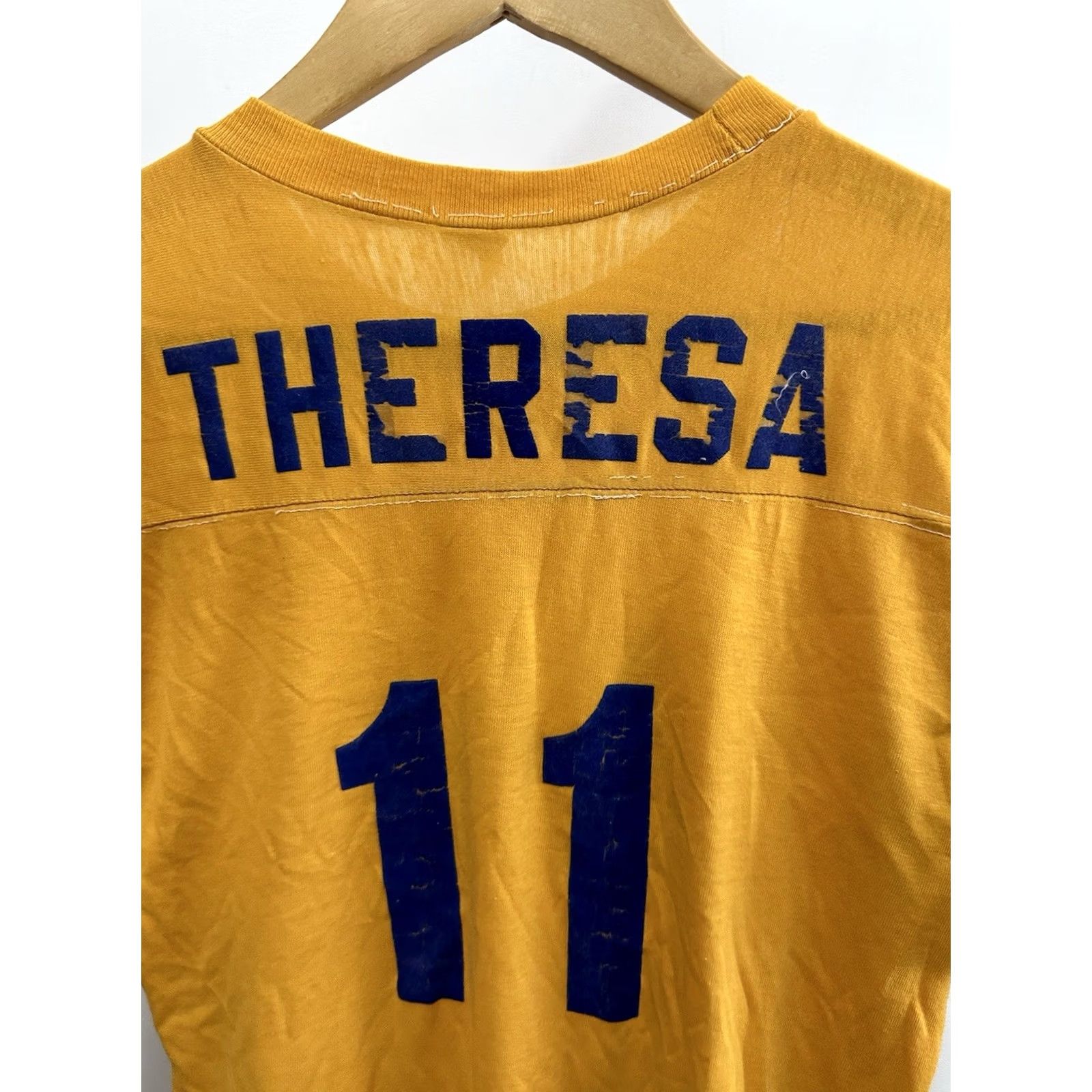 Vintage VTG 70s Sorority Greek Life Theresa Paper Thin Football Jersey T-Shirt M USA Size US M / EU 48-50 / 2 - 5 Thumbnail