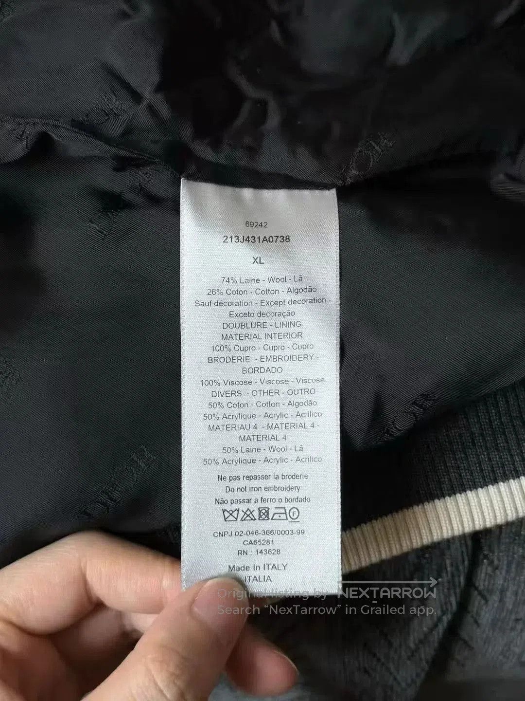 Dior Dior Wool Striped Slogan Baseball Jacket. Size US XL / EU 56 / 4 - 4 Thumbnail