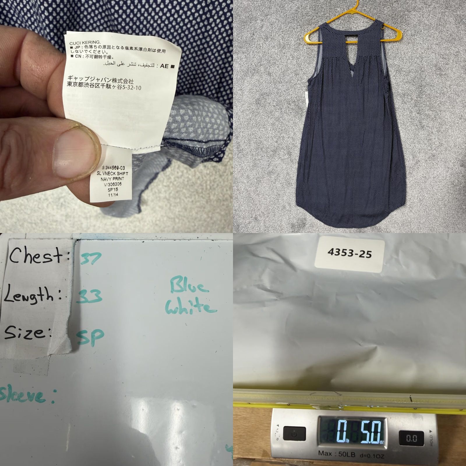 Old Navy Old Navy Blouse Petite PS Sleeveless V-Neck Floral Navy Blue Shift Casual Summer Size S / US 4 / IT 40 - 8 Thumbnail