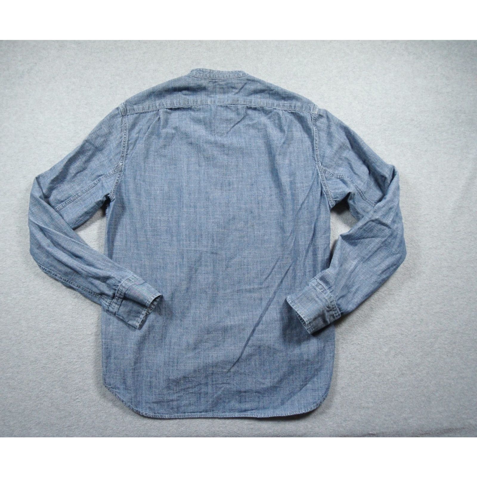 J.Crew JCrew Shirt Mens Small Blue Button-Down Chambray Mandarin Collar Long Sleeve Size US M / EU 48-50 / 2 - 4 Thumbnail