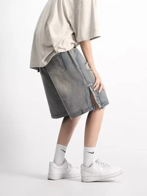 Japanese Brand × Jean Retro loose straight hole ripped denim shorts Size US 32 / EU 48 - 2 Thumbnail