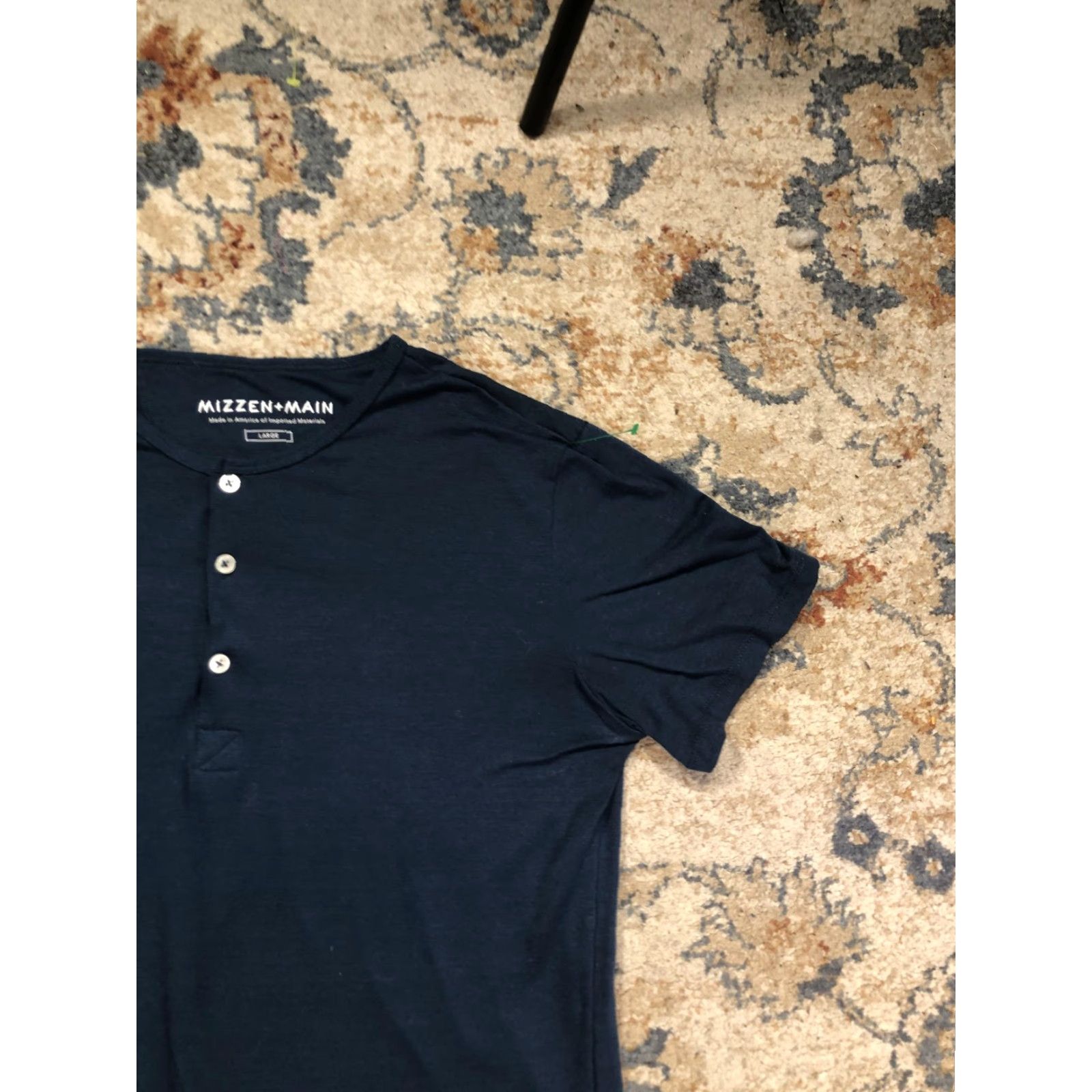 Mizzen+Main Mizzen+Main Henley Shirt Mens Large Blue Short Sleeve Tagless Casual Knit T-Shirt Size US L / EU 52-54 / 3 - 4 Thumbnail