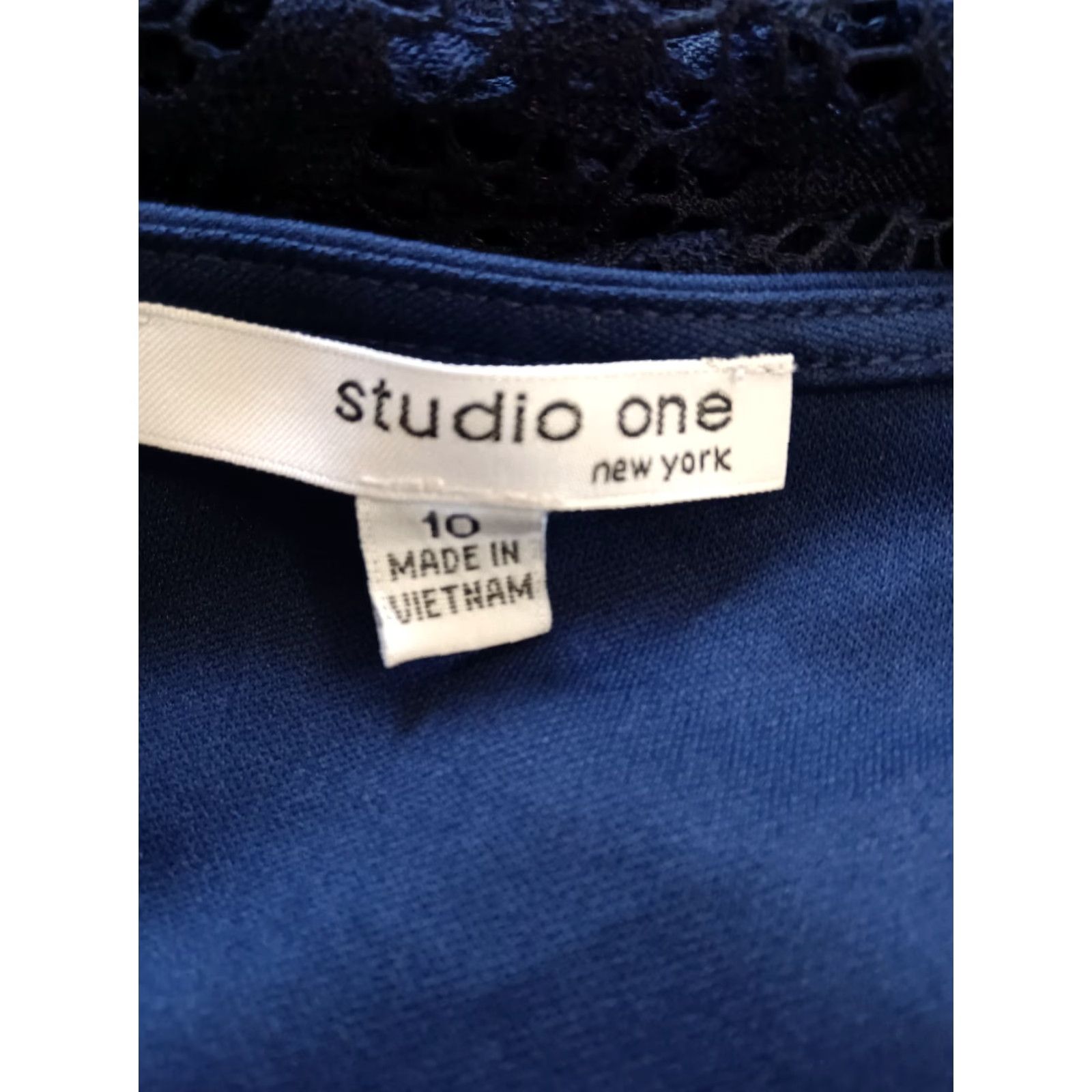 Vintage VINTAGE Studio One Women's Blue Floral Lace Dress Knee Length 10 Blue Floral Lace Dress Size L / US 10 / IT 46 - 6 Thumbnail