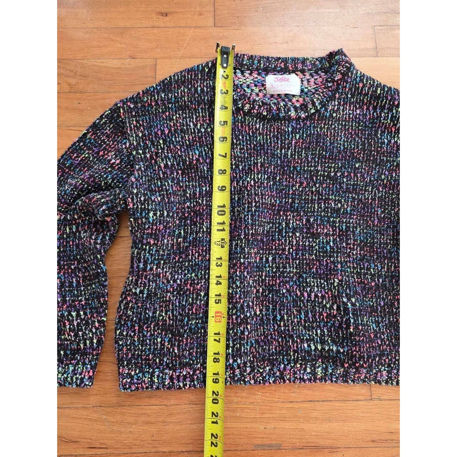 Justin Justice Marled Crewneck Sweater Black Rainbow Large A001148 Size XL / US 12-14 / IT 48-50 - 8 Thumbnail
