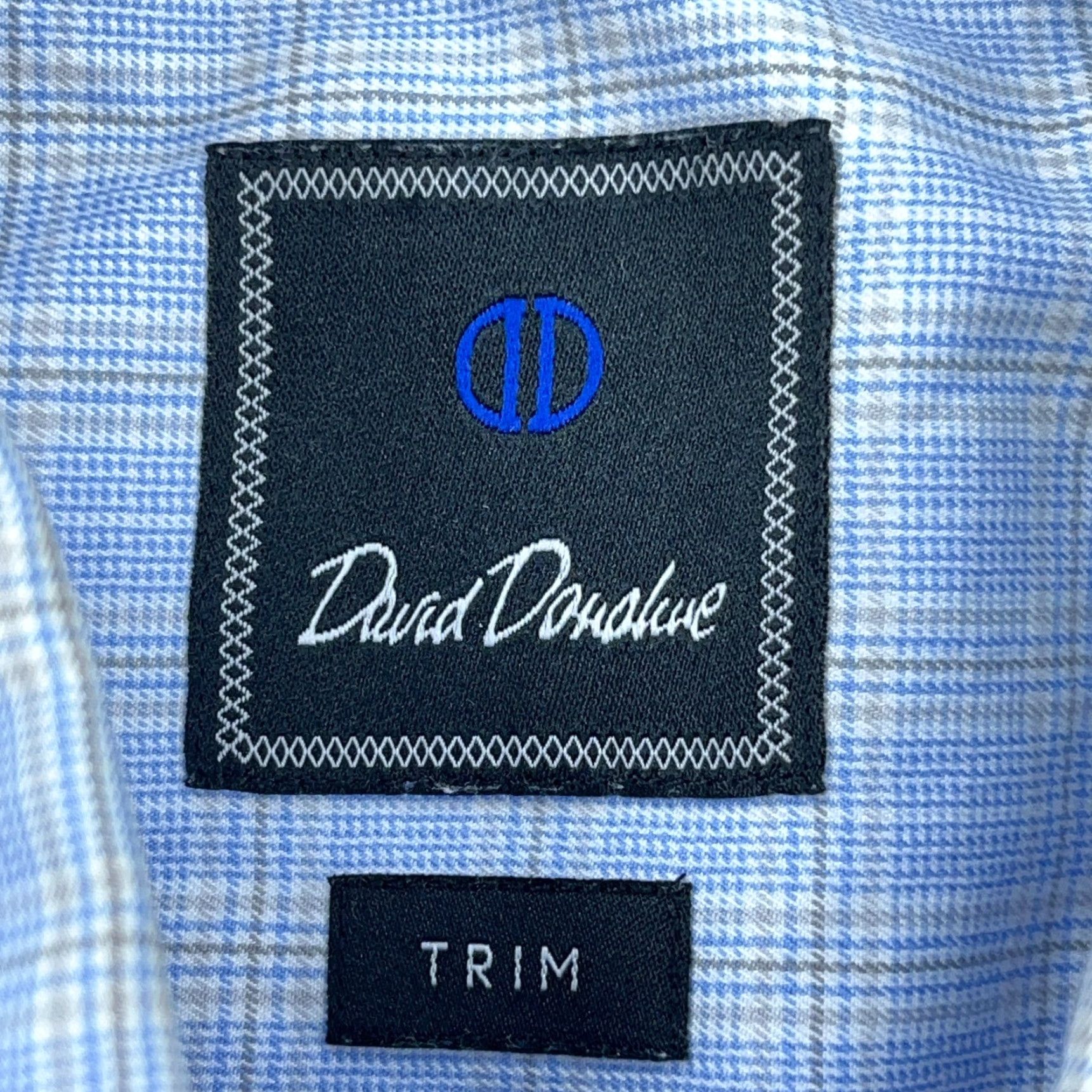 David Donahue David Donahue Shirt Men 16 1/2 36 Blue Plaid Button-Up Slim Casual Adult Size US L / EU 52-54 / 3 - 5 Thumbnail