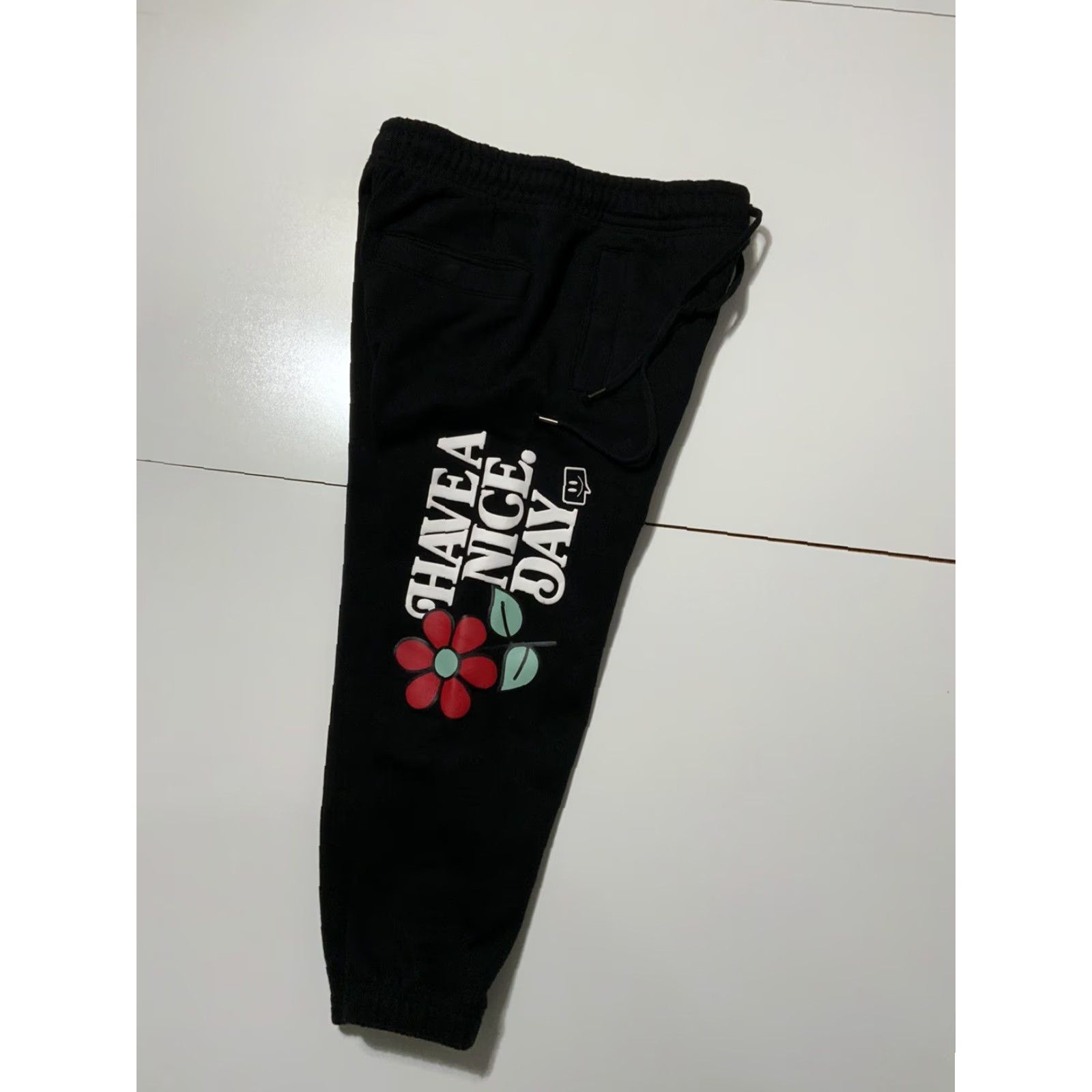 Vintage VINTAGE Sold Out Nice Kicks Have A Nice Day Heavyweight Fleece Black Jogger Sweatpants M Boys Girls Mens Womens Size US 31 - 4 Thumbnail