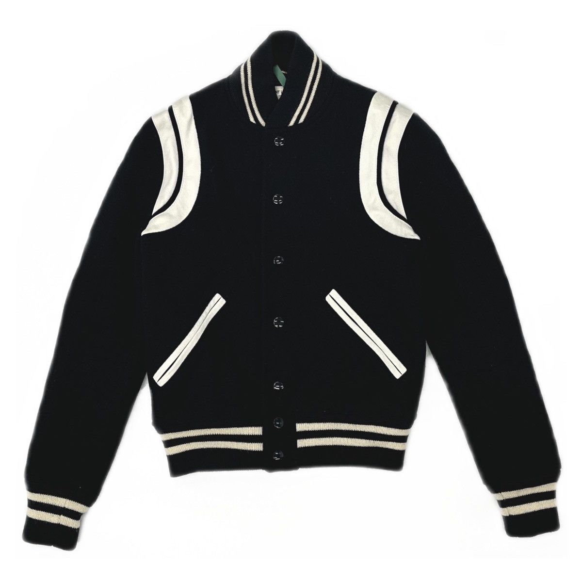 Saint Laurent Paris Saint Laurent black wool varsity jacket Size XXS / US 00 / IT 34 - 1 Thumbnail
