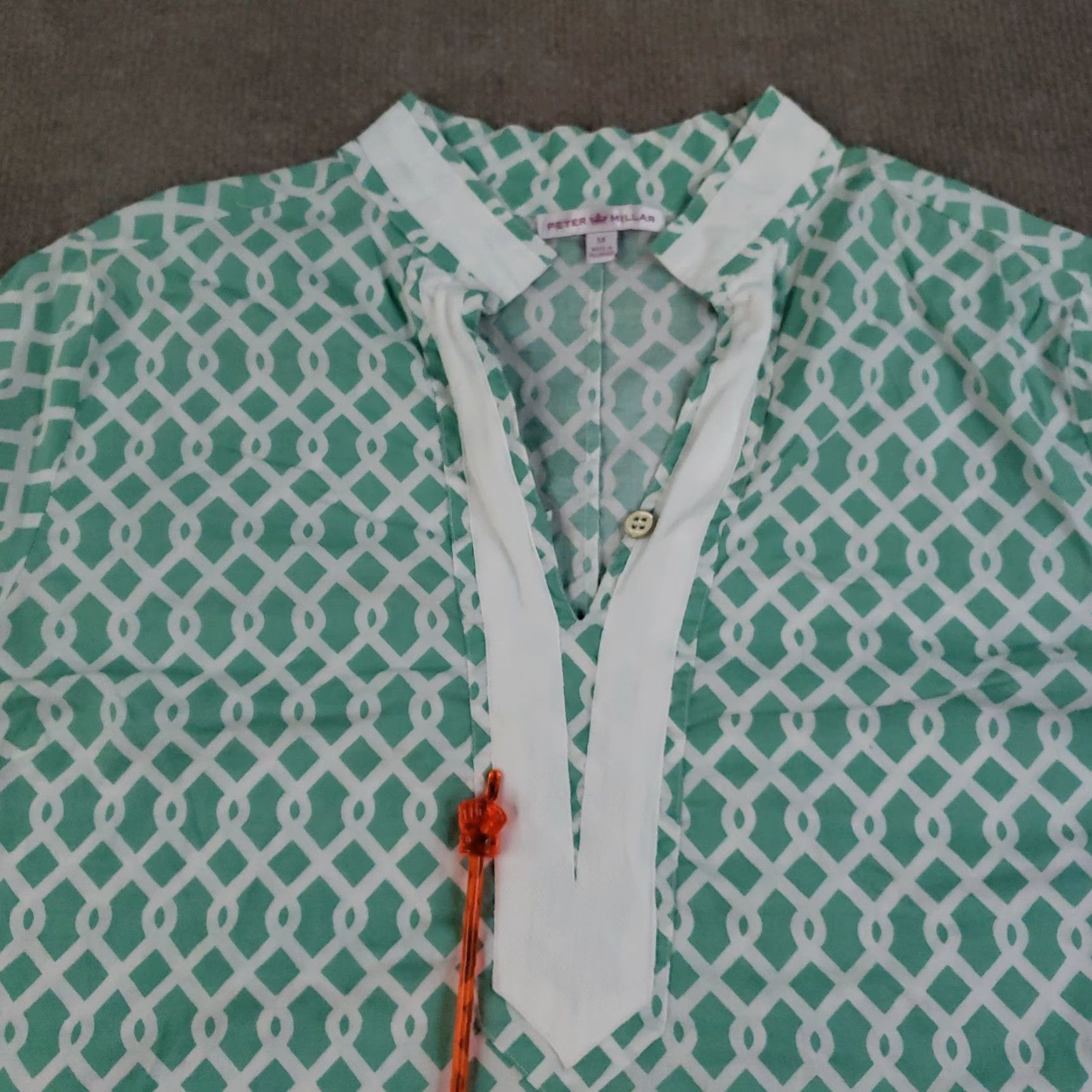 Peter Millar Peter Millar Shirt Womens Medium Green Geometric Print 3/4 Sleeve Top Golf Size M / US 6-8 / IT 42-44 - 7 Thumbnail