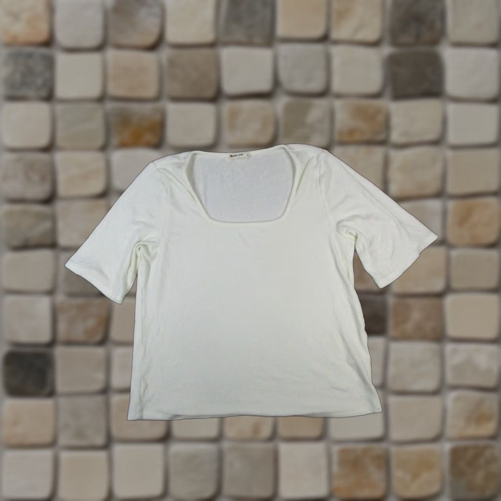Marine Layer Marine Layer Shirt Womens XL White Waffle Knit Top Square Neck Pullover Blouse Knit Lyocell Short Sleeve Regular Size XL / US 12-14 / IT 48-50 - 1 Thumbnail