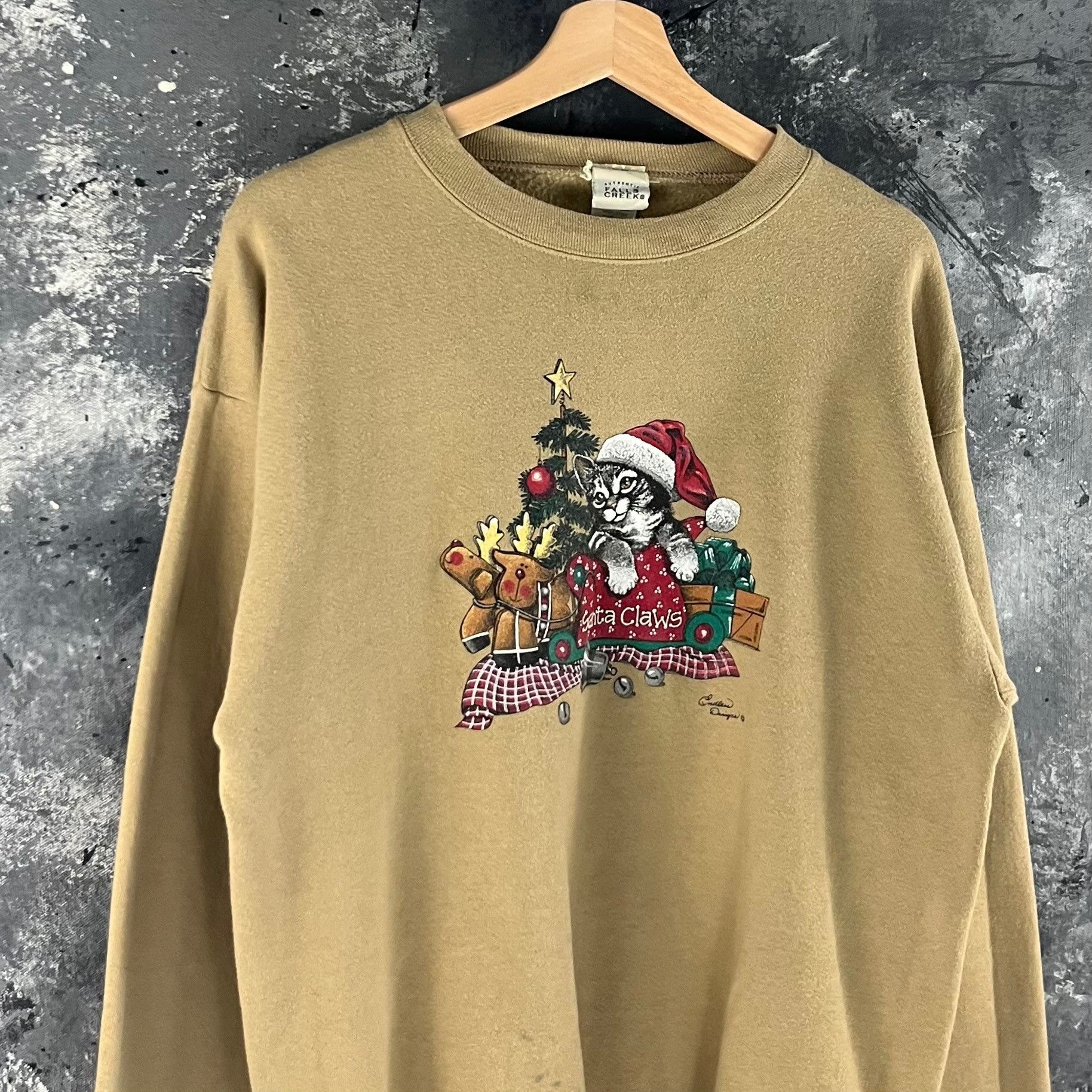 Vintage Vintage 90’s Christmas Cat sweatshirt Size US M / EU 48-50 / 2 - 2 Thumbnail