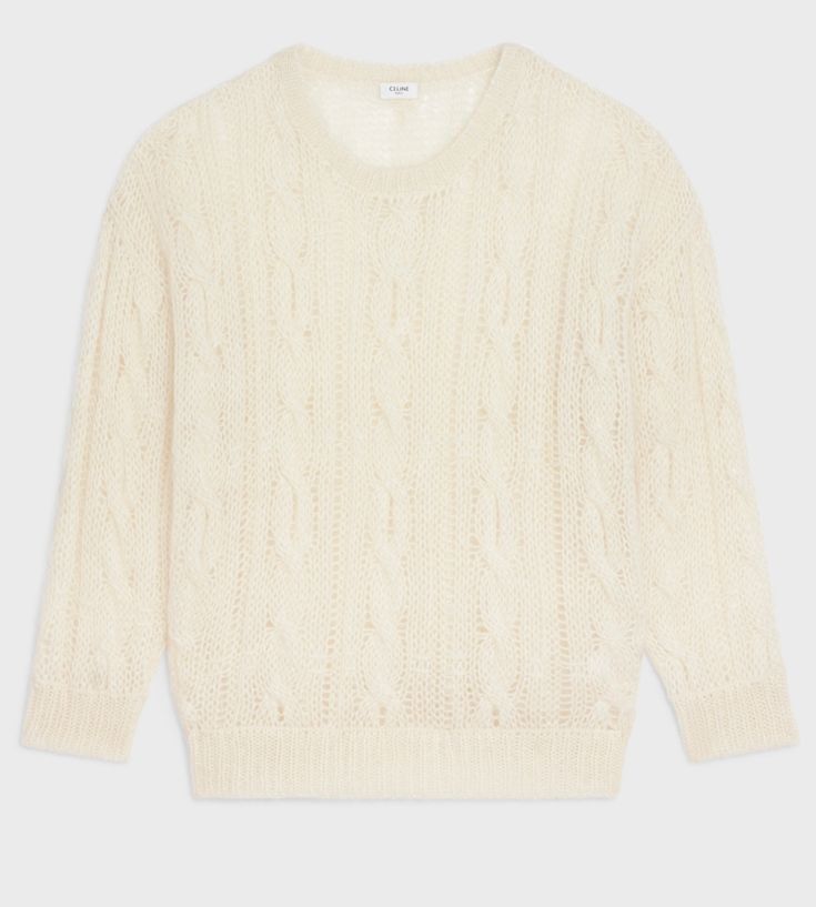 Celine Boxy Aran Sweater in mohair Size US L / EU 52-54 / 3 - 1 Thumbnail