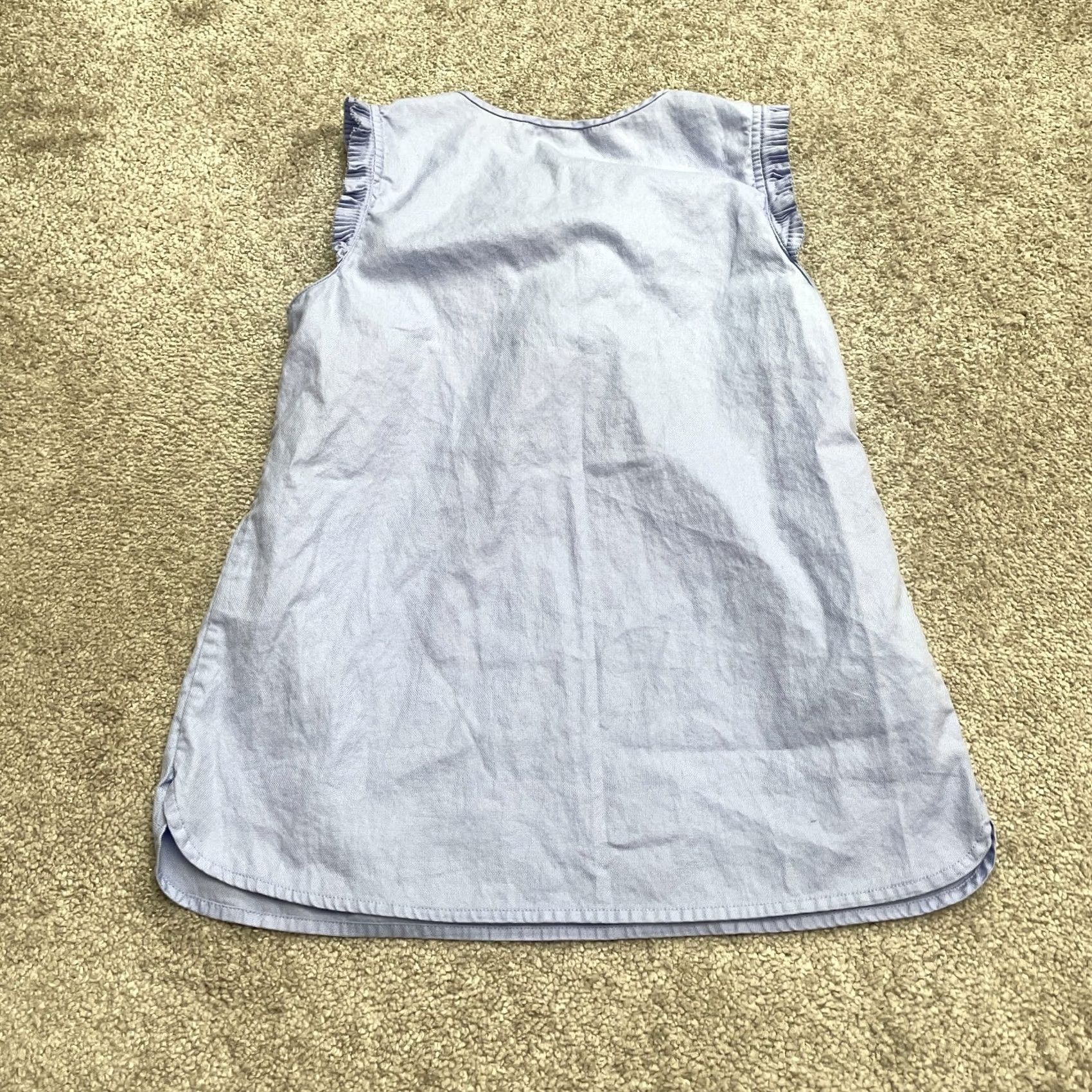 J.Crew J.Crew Ruffle Top Womens 00 Blue Airy Cotton Keyhole Sleeveless Blouse Size XXS / US 00 / IT 34 - 2 Thumbnail