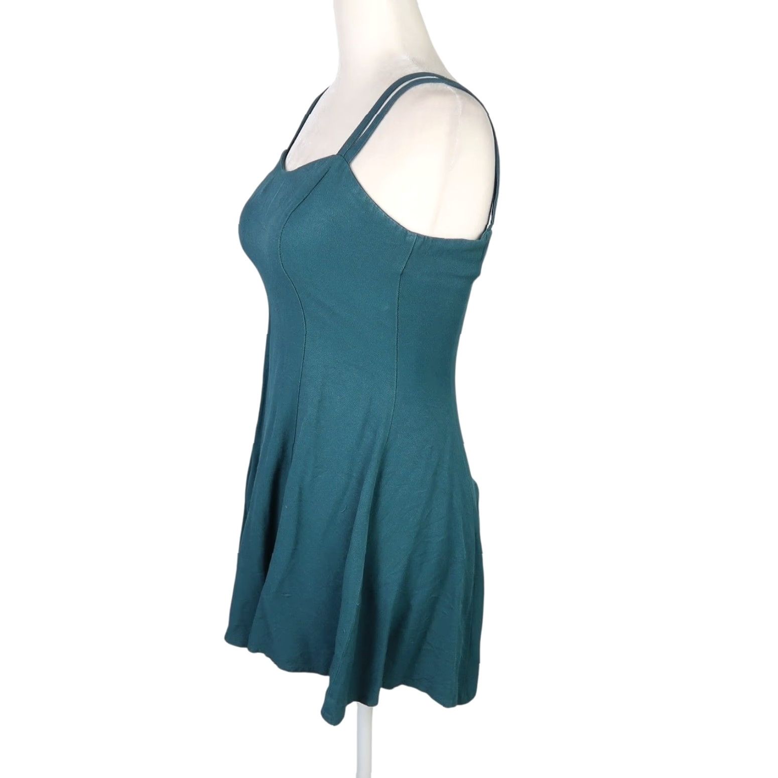 Vintage VINTAGE Jay Jacobs Dress Mini Twirl Dark Green XS Dress Sleeveless 90s 80s Party/Cocktail Casual Fit & Flare Zip Back Women's Seventh? Size XS / US 0-2 / IT 36-38 - 3 Thumbnail
