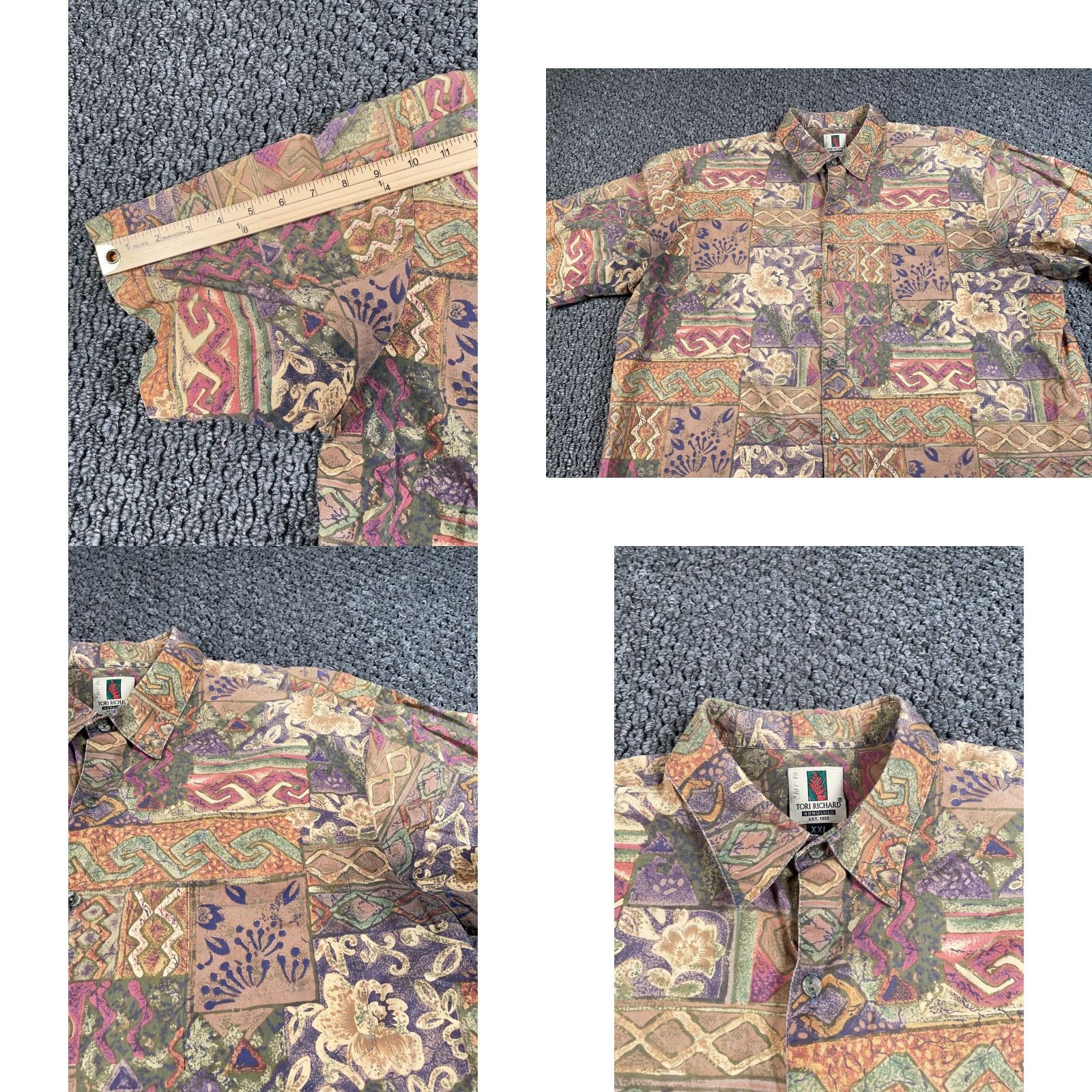 Tori Richard VINTAGE Tori Richard Patchwork Shirt Adult 2XL Brown Geometric Cotton Hawaiian Retro Men’s Shirt Size US XXL / EU 58 / 5 - 8 Thumbnail