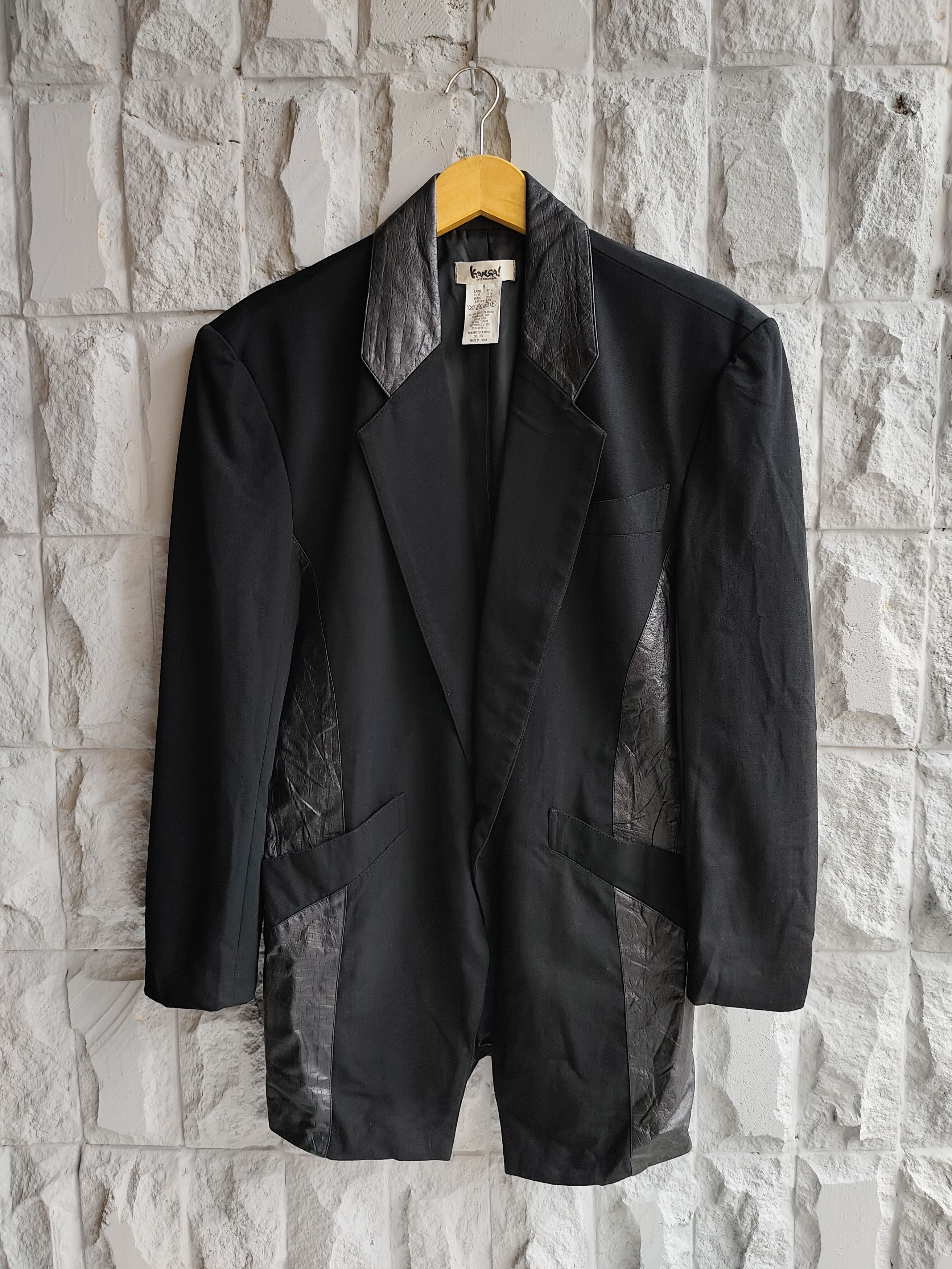 Kansai Yamamoto 80s Kansai- Archive Crocodile Embossed Leather Panel Blazer Size US M / EU 48-50 / 2 - 1 Thumbnail