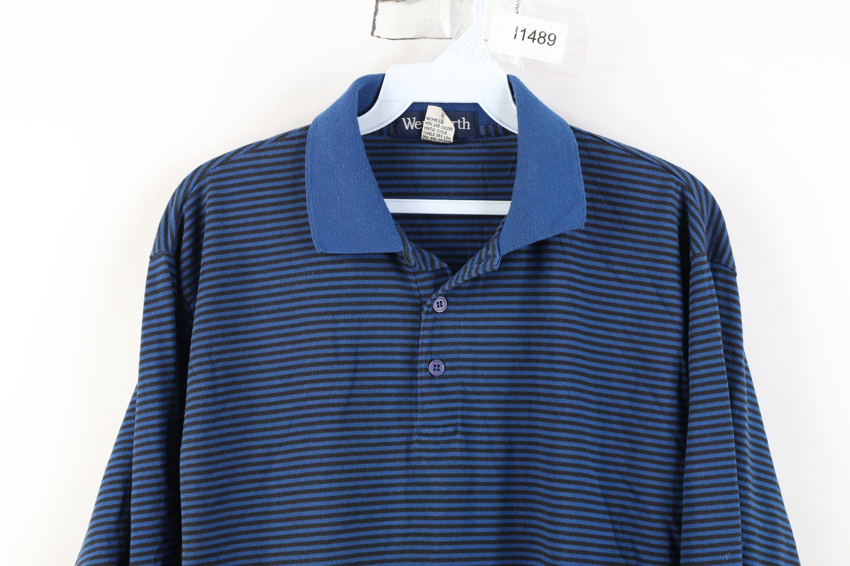Vintage Vintage 70s Streetwear Long Sleeve Rugby Polo Shirt Blue Size US L / EU 52-54 / 3 - 2 Thumbnail