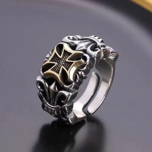 VIBE Punk Big Cross Ring Resizable Retro Gothic Style Size ONE SIZE - 1 Thumbnail