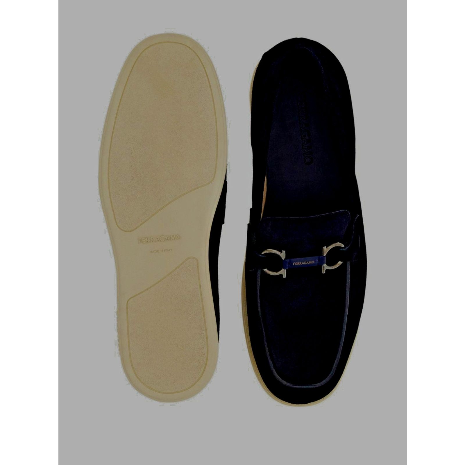 Salvatore Ferragamo FERRAGAMO FIORELLO BLUE SUEDE GANCINI BIT LOGO LOAFERS 8 ITA Size US 9 / EU 42 - 14 Thumbnail