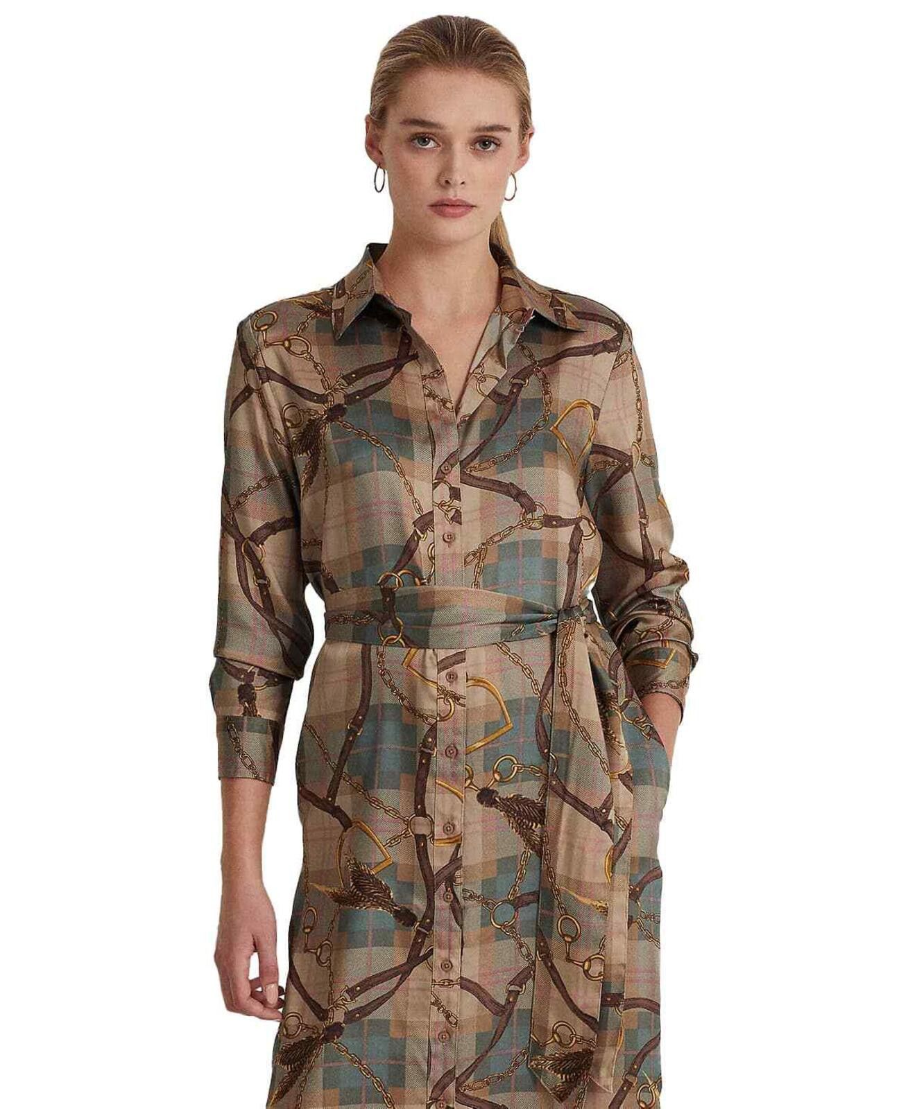 Lauren Ralph Lauren Lauren Ralph Lauren Women's Brown Plaid Twill Shirtdress 2 Size XS / US 0-2 / IT 36-38 - 4 Thumbnail