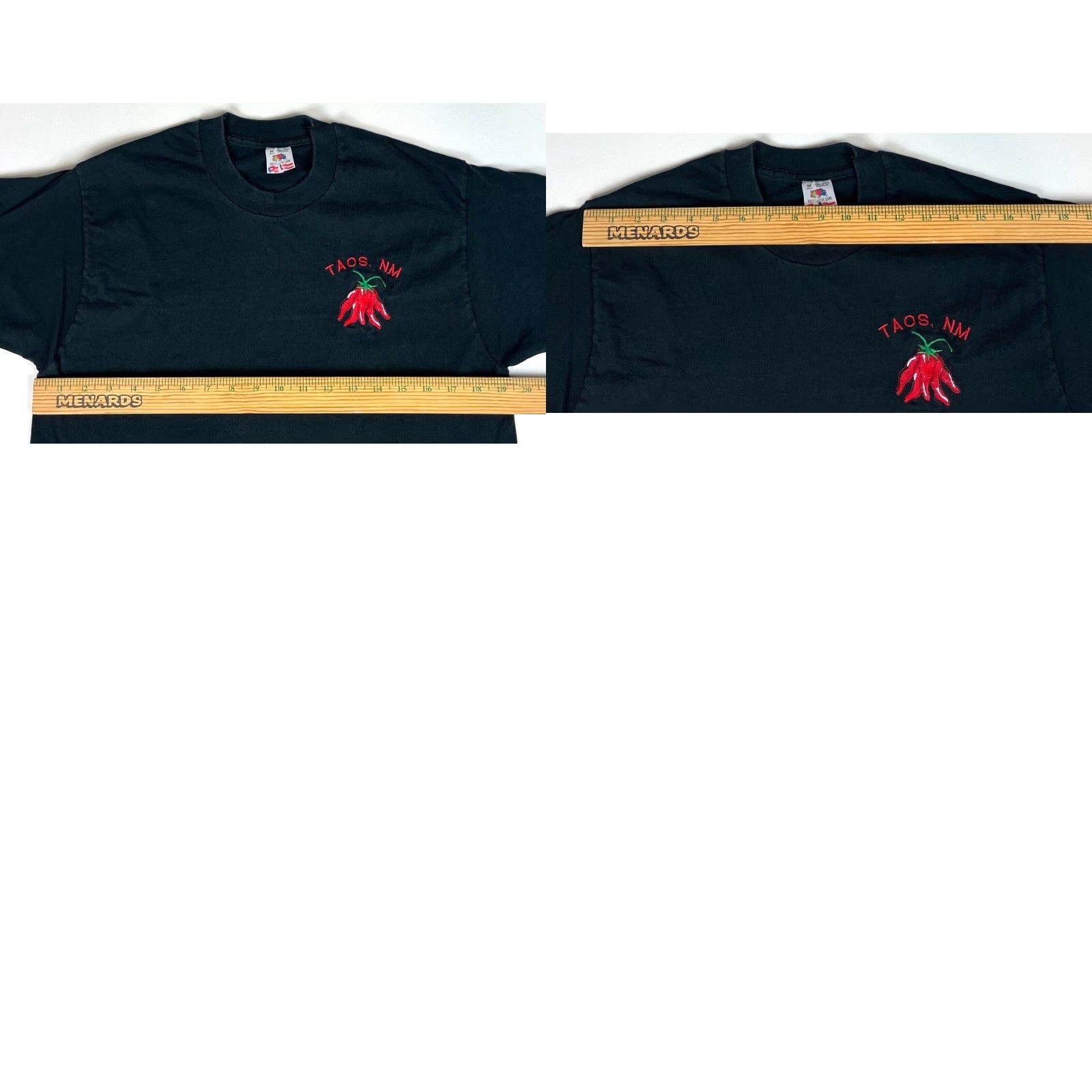 Fruit Of The Loom Vintage Fruit of the Loom T-Shirt Embroidered Made in USA Sz M Black 90s Taos New Mexico Cotton Short Sleeve Crew Neck Unisex Adults Logo Moon? Size US M / EU 48-50 / 2 - 8 Thumbnail