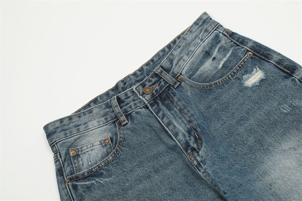Japanese Brand × Jean American street distressed loose straight washed jeans Size US 32 / EU 48 - 3 Thumbnail