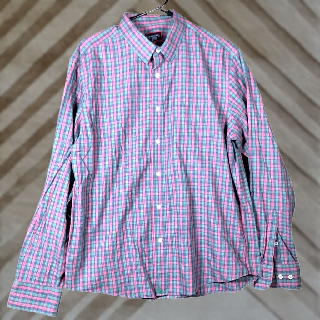 UNTUCKit UNTUCKit Mens Shirt Plaid Collared Button-Down Wrinkle Free 100% Cotton Large Multicolored Blue-White-Black Casual Workwear Mens Size US L / EU 52-54 / 3 - 1 Thumbnail