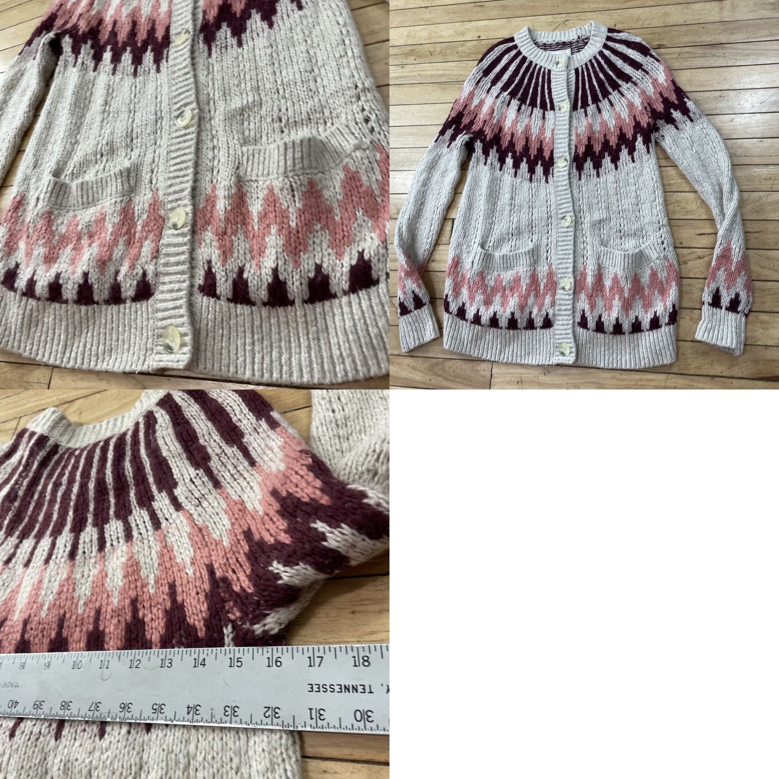 Abercrombie & Fitch Abercrombie & Fitch Wool Cardigan Sweater Women S Beige Pink Nordic Y2K Knit S Size S / US 4 / IT 40 - 11 Thumbnail