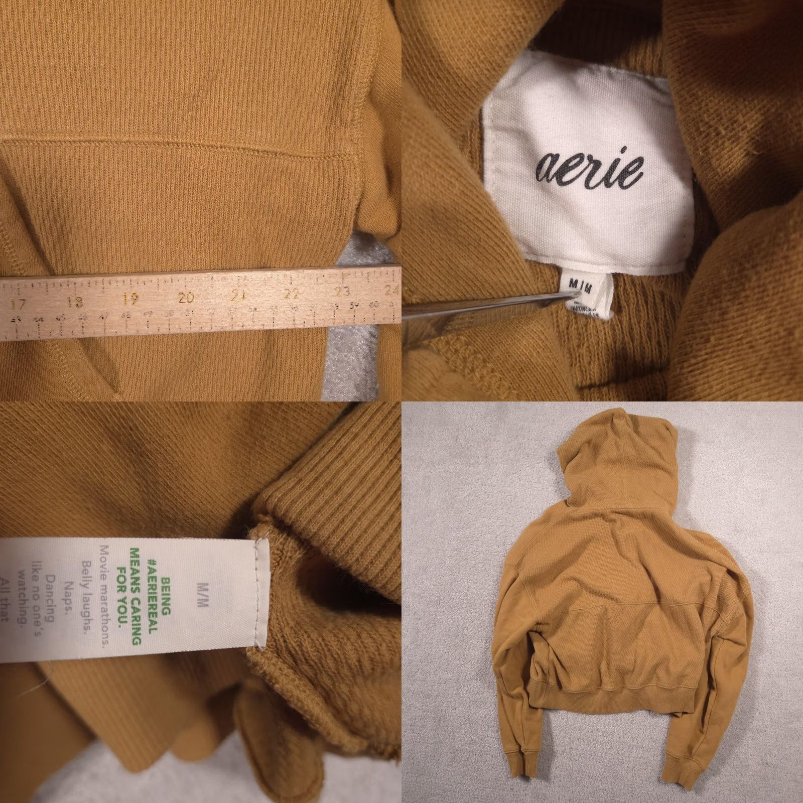 Vintage Aerie Hoodie Womens M Brown Waffle Knit Thermal Pullover Kangaroo Pocket Casual Fall Adults Mens Womens Size M / US 6-8 / IT 42-44 - 8 Thumbnail