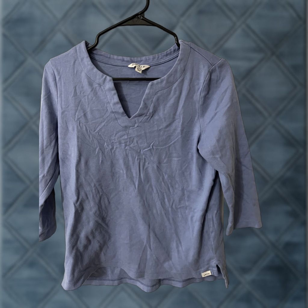 Orvis Orvis Shirt Womens Small Blue V Neck 3/4 Sleeve Outdoor Casual Cotton Logo Knit Size S / US 4 / IT 40 - 1 Thumbnail