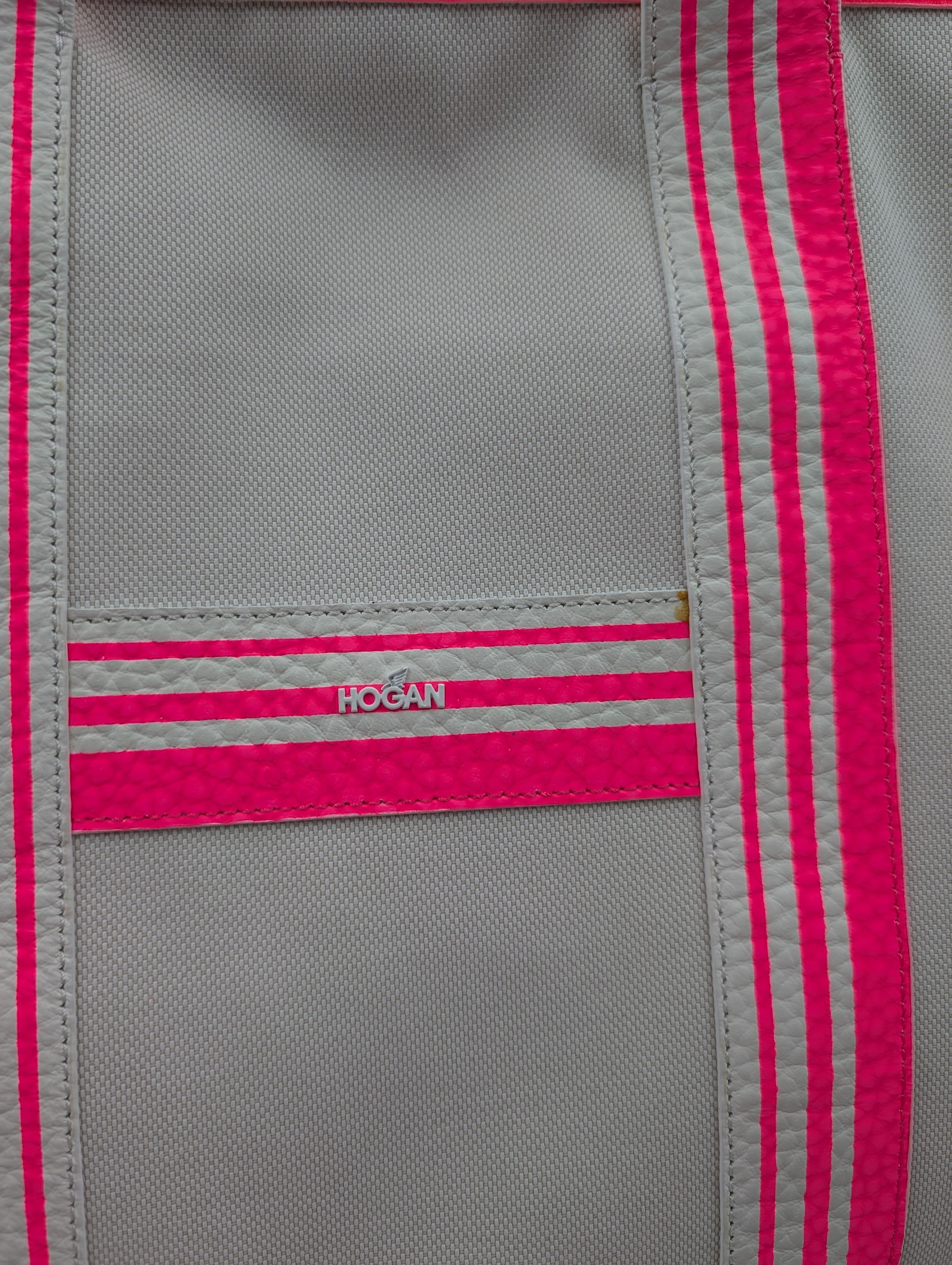Hogan Hogan Natural And Pink Trimmed Canvas Tote Bag Size ONE SIZE - 3 Thumbnail