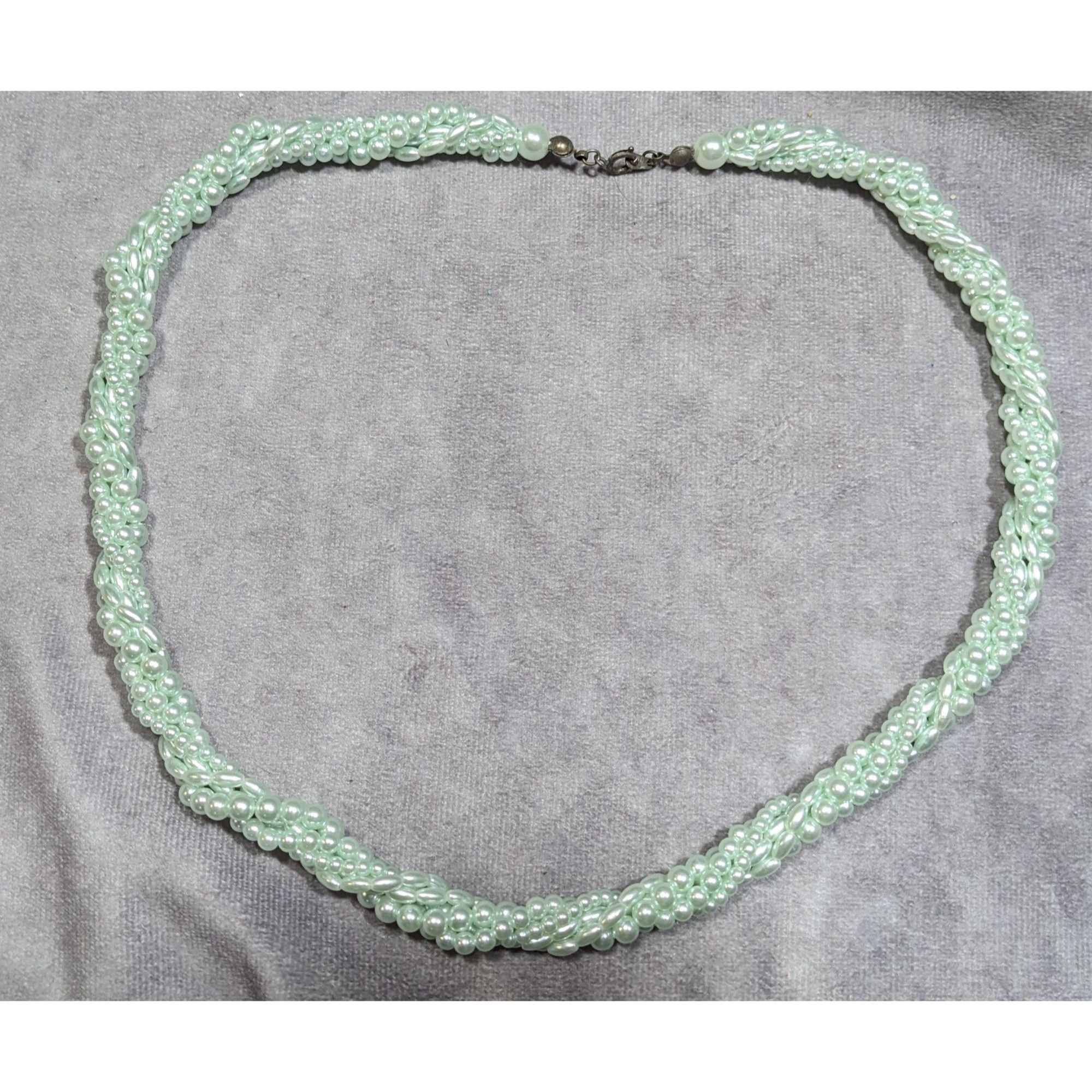 Other Vintage Whimsical Pastel Blue Faux Pearl Torsade Necklace Size ONE SIZE - 5 Thumbnail