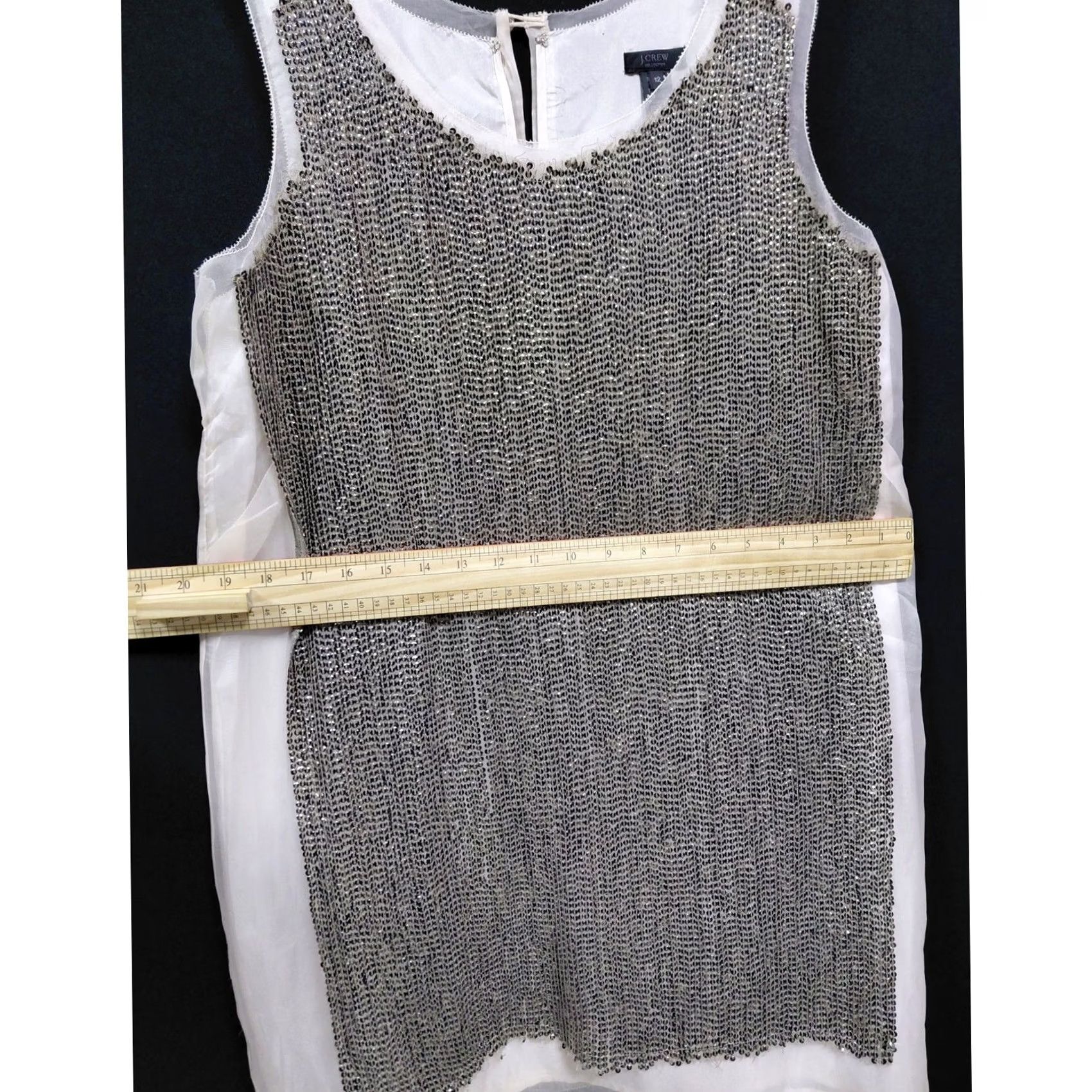 Vintage J.Crew Collection Dress Womens 12 Gray Silk Sequin Solid Sleeveless Size Size XL / US 12-14 / IT 48-50 - 7 Thumbnail