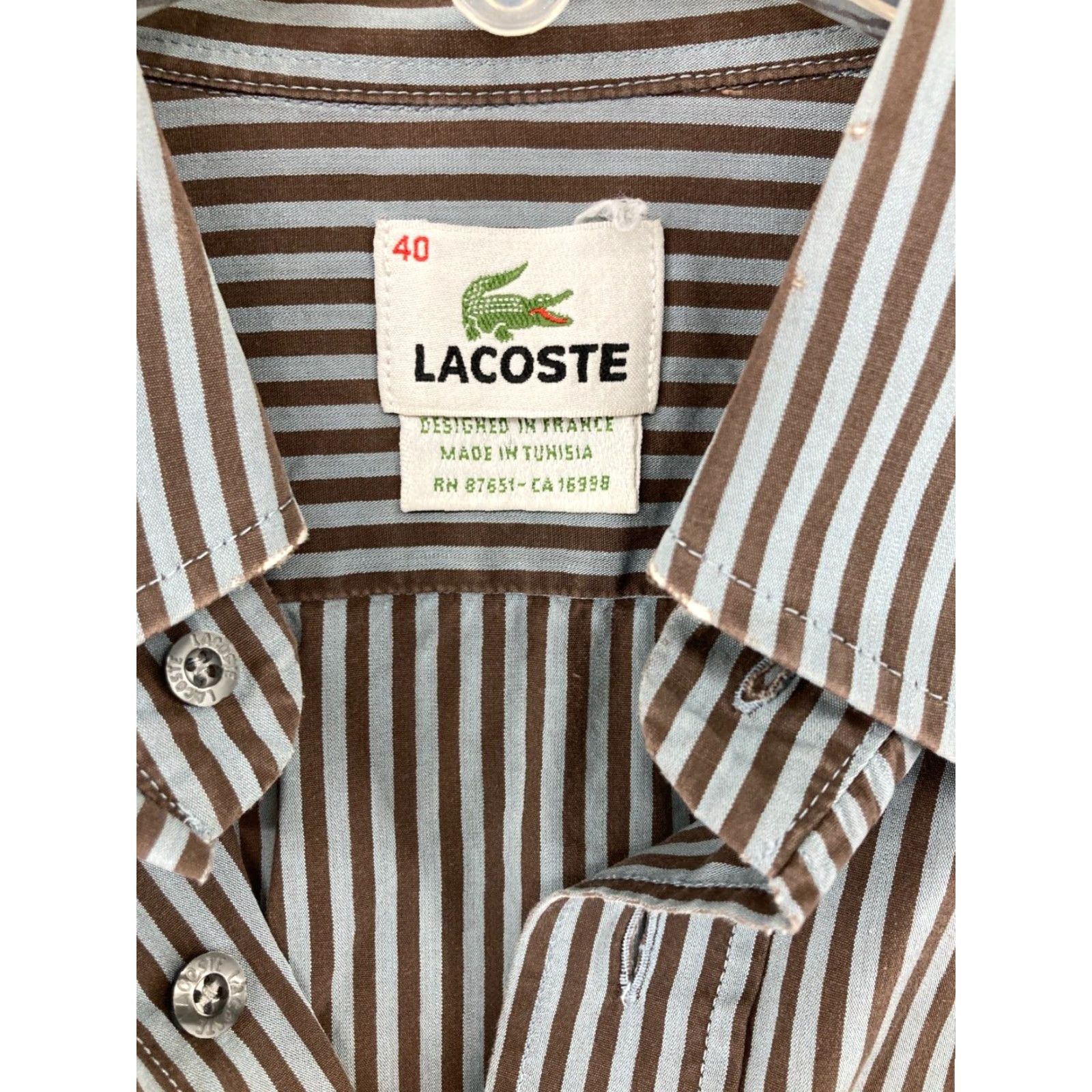 Lacoste Lacoste Mens Shirt 40 Blue Stripe Button Up Crocodile Shirt Regular Knit? Size US L / EU 52-54 / 3 - 6 Thumbnail