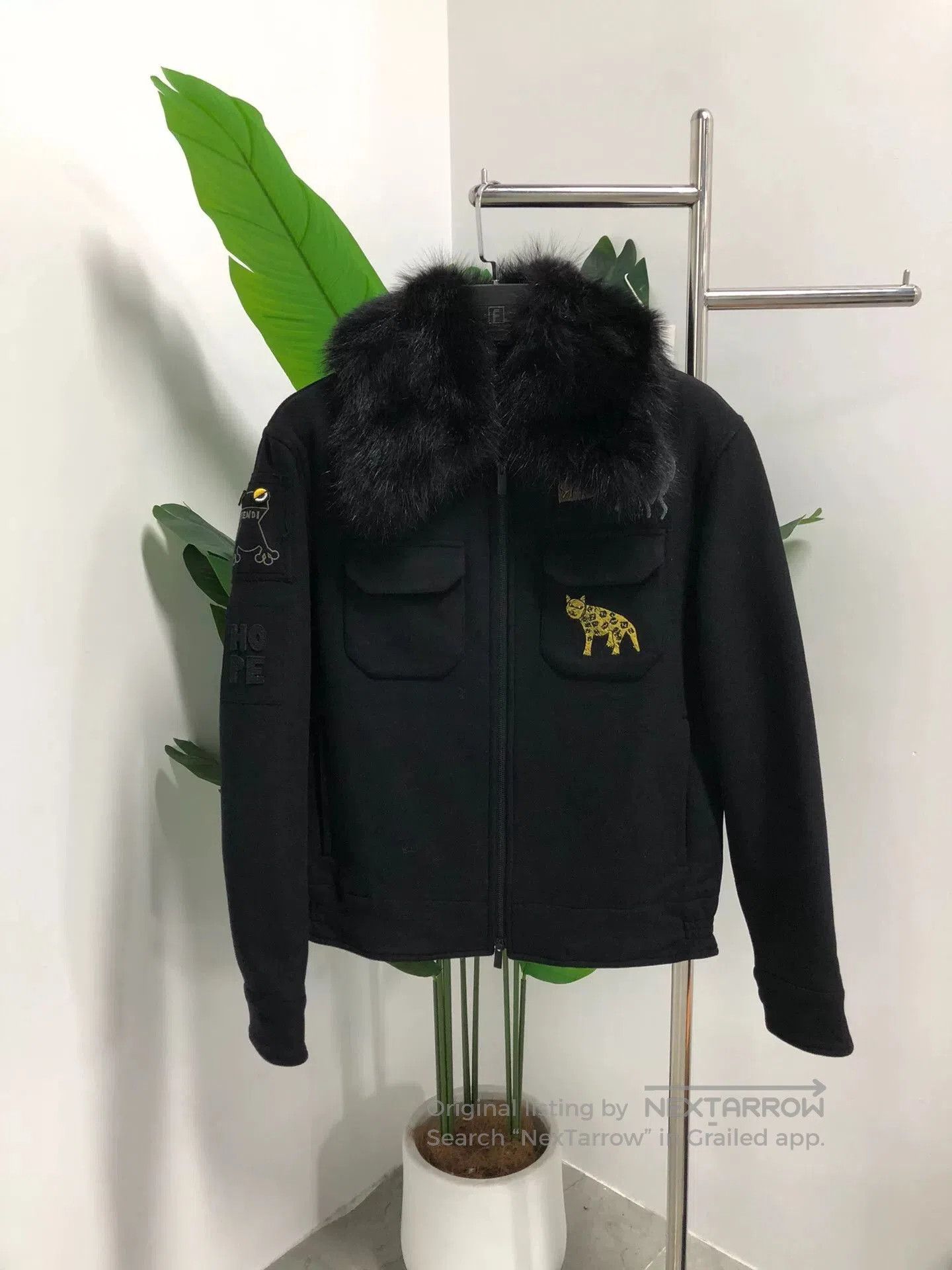 Fendi Fendi Black Fur Collar Jacket with Monster. Size US M / EU 48-50 / 2 - 1 Thumbnail
