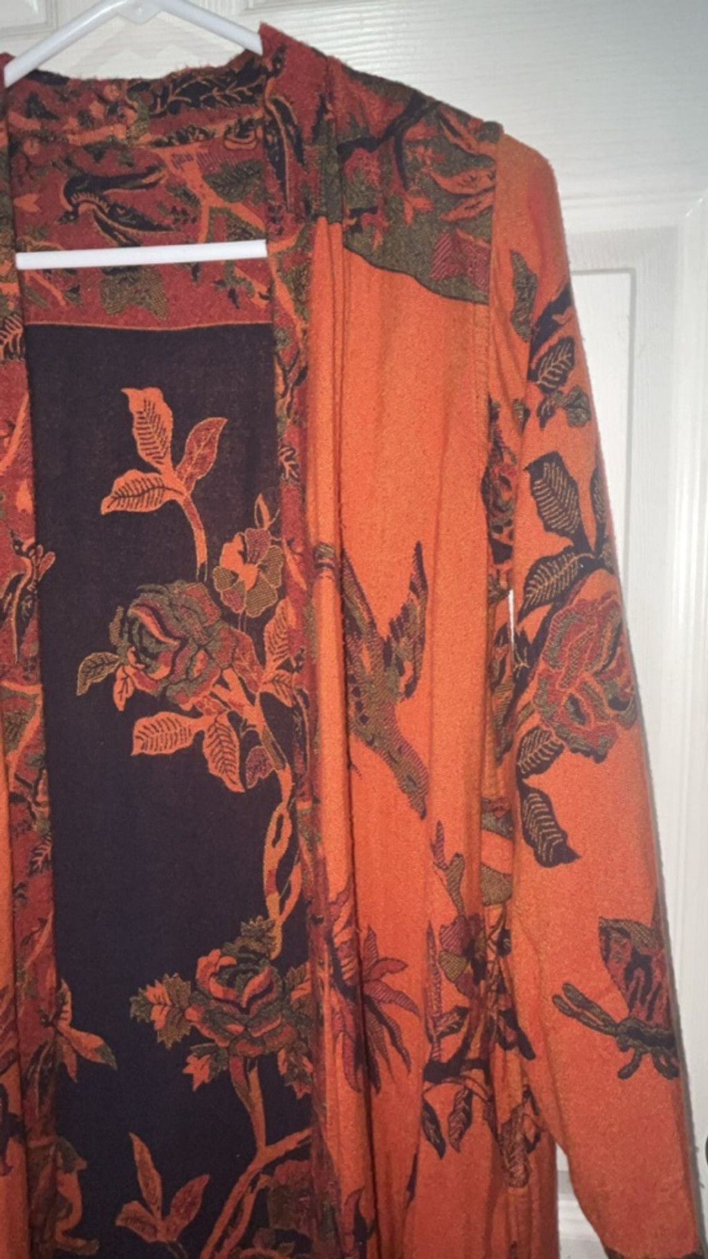 The Unbranded Brand Women's Unbranded Orange & Navy Floral Cardigan Size M / US 6-8 / IT 42-44 - 6 Thumbnail