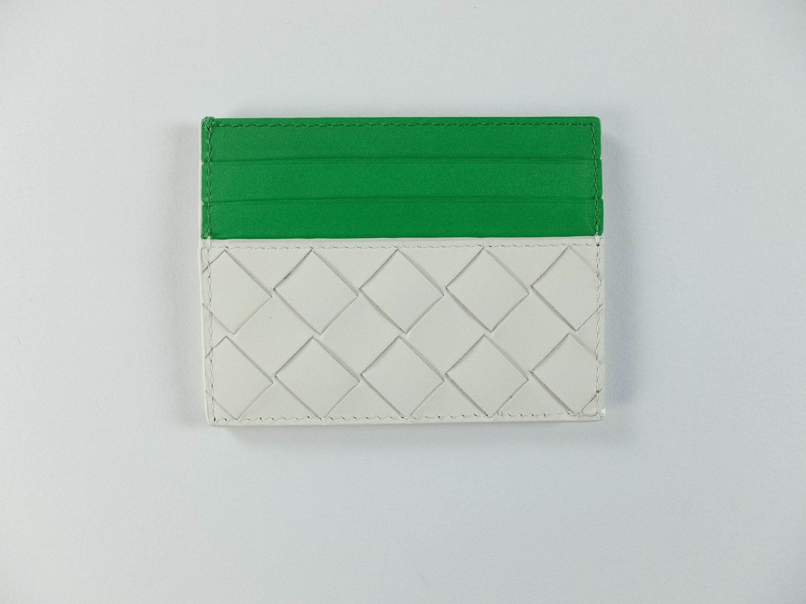 Bottega Veneta BOTTEGA VENETA white green woven leather card holder q Size ONE SIZE - 2 Thumbnail