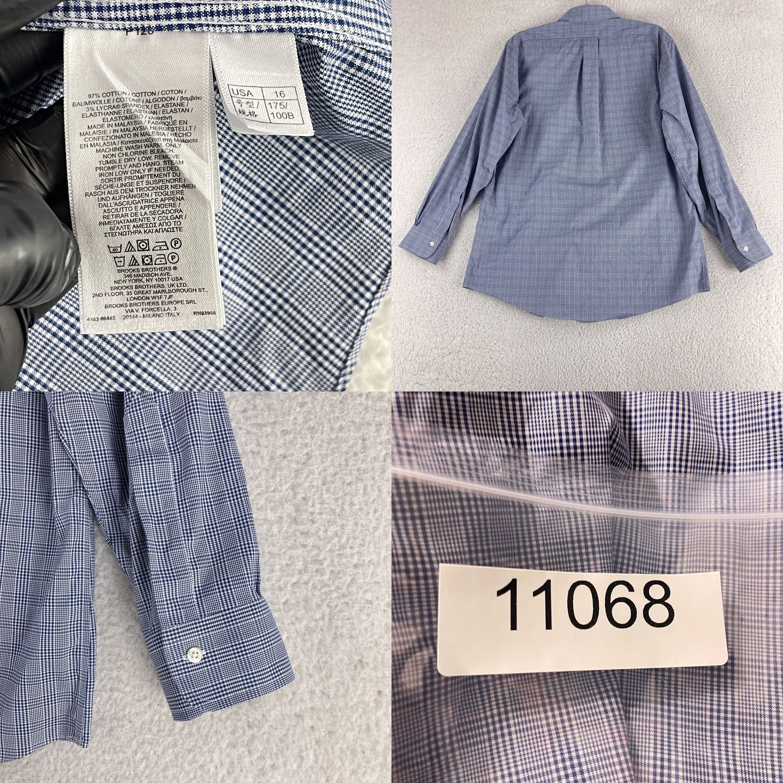 Brooks Brothers Brooks Brothers Regent Button-Up Dress Shirt Mens Medium Blue Houndstooth Cotton Size 40R - 8 Thumbnail