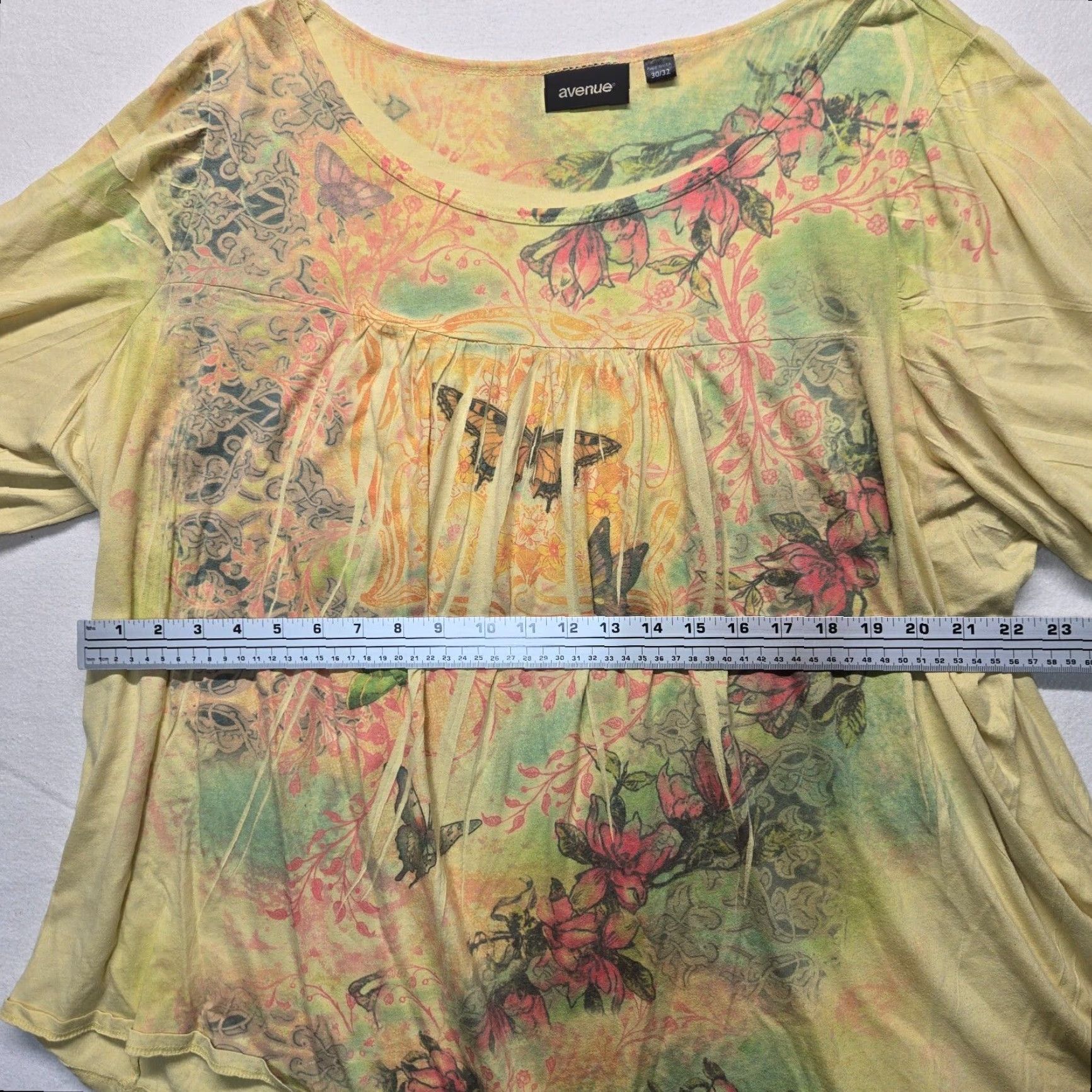 Avenue Avenue Shirt Floral Butterfly Flower Tunic Half Sleeve Women's 2X Top Size XXL / US 16-18 / IT 52-54 - 4 Thumbnail