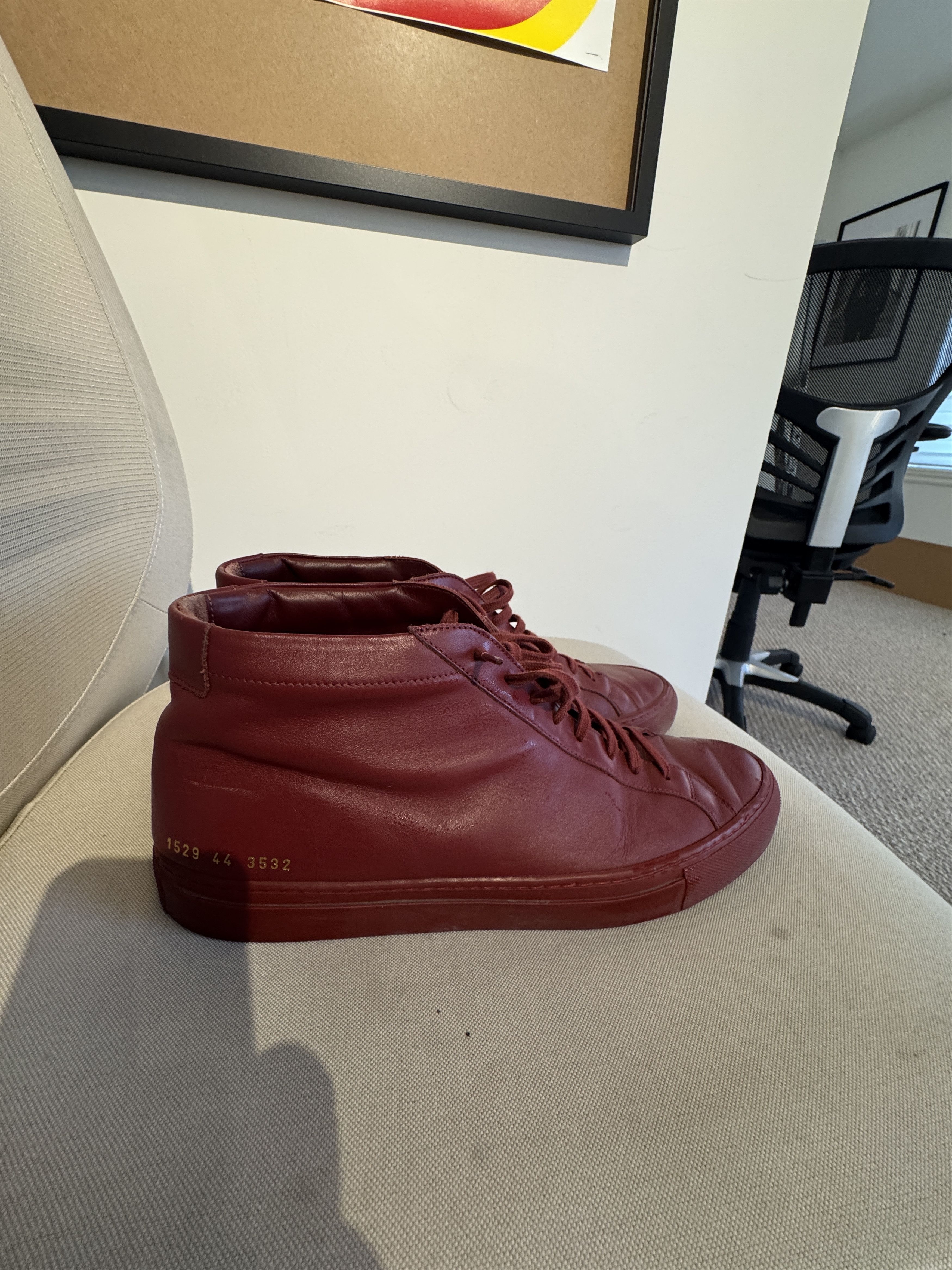 Common Projects Common Projects Achilles Mid Burgundy Leather Size US 11 / EU 44 - 4 Thumbnail