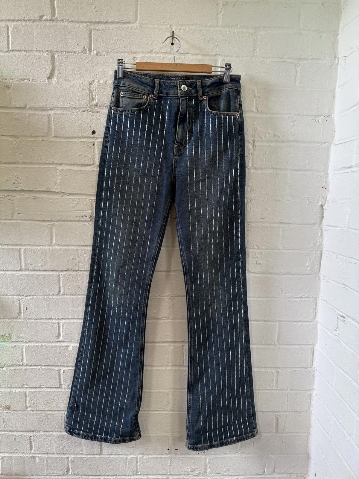 Asos Stylish Pinstriped Denim Jeans Size 30" / US 8 / IT 44 - 1 Thumbnail