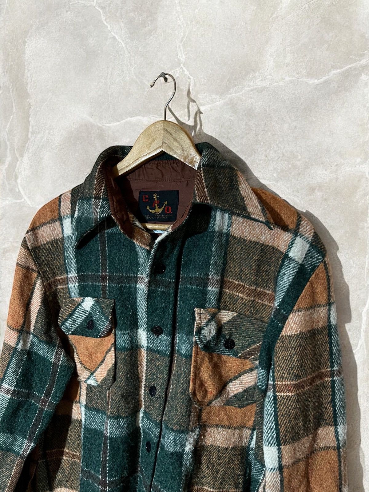 CPO × Vintage C.P.O. Made in Taiwan 80s Vintage Flannel Wool Shirt Jacket Size US M / EU 48-50 / 2 - 8 Thumbnail