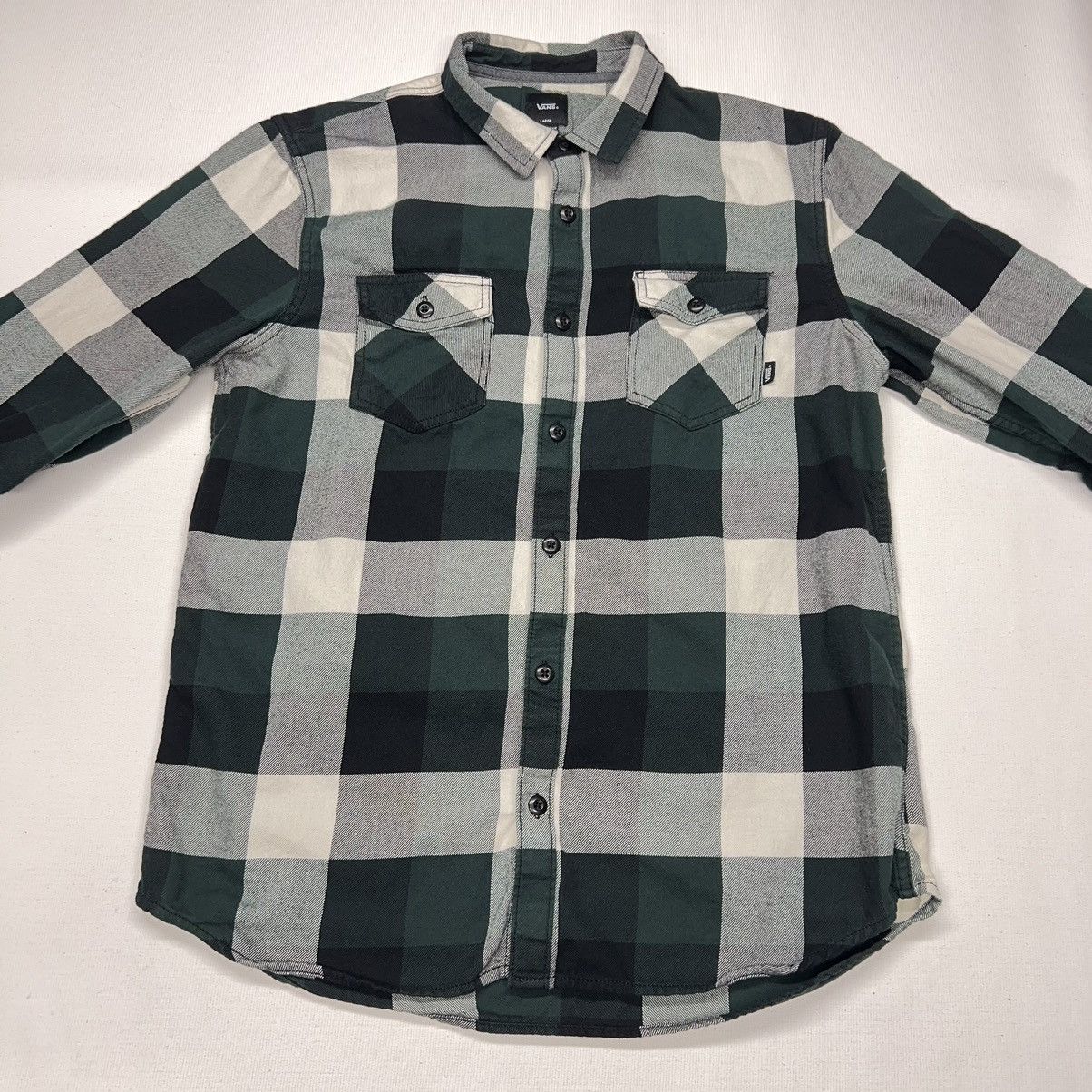 Vans Vans Flannel Shirt Green Plaid Button Up Tailored Fit Skate Size US L / EU 52-54 / 3 - 2 Thumbnail