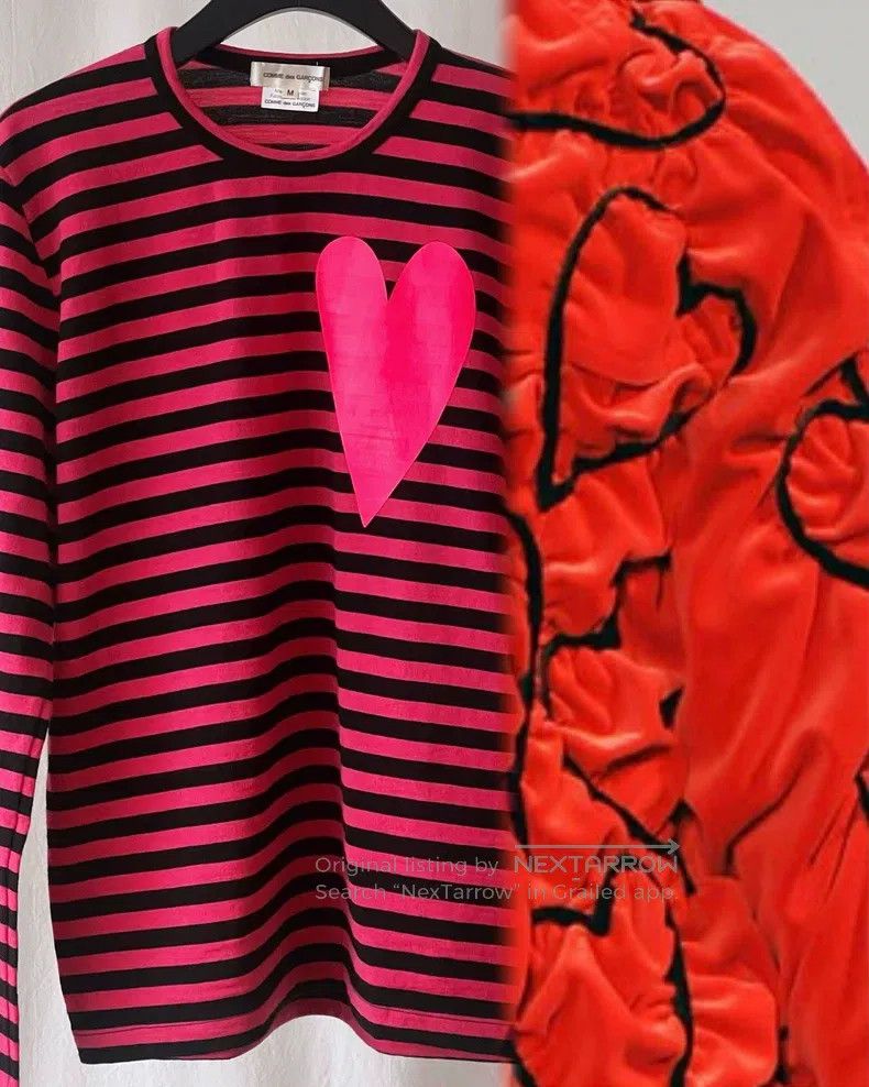 Comme des Garcons Comme Des Garcons Red and Black Striped Big Heart Knit Swe Size M / US 6-8 / IT 42-44 - 9 Thumbnail