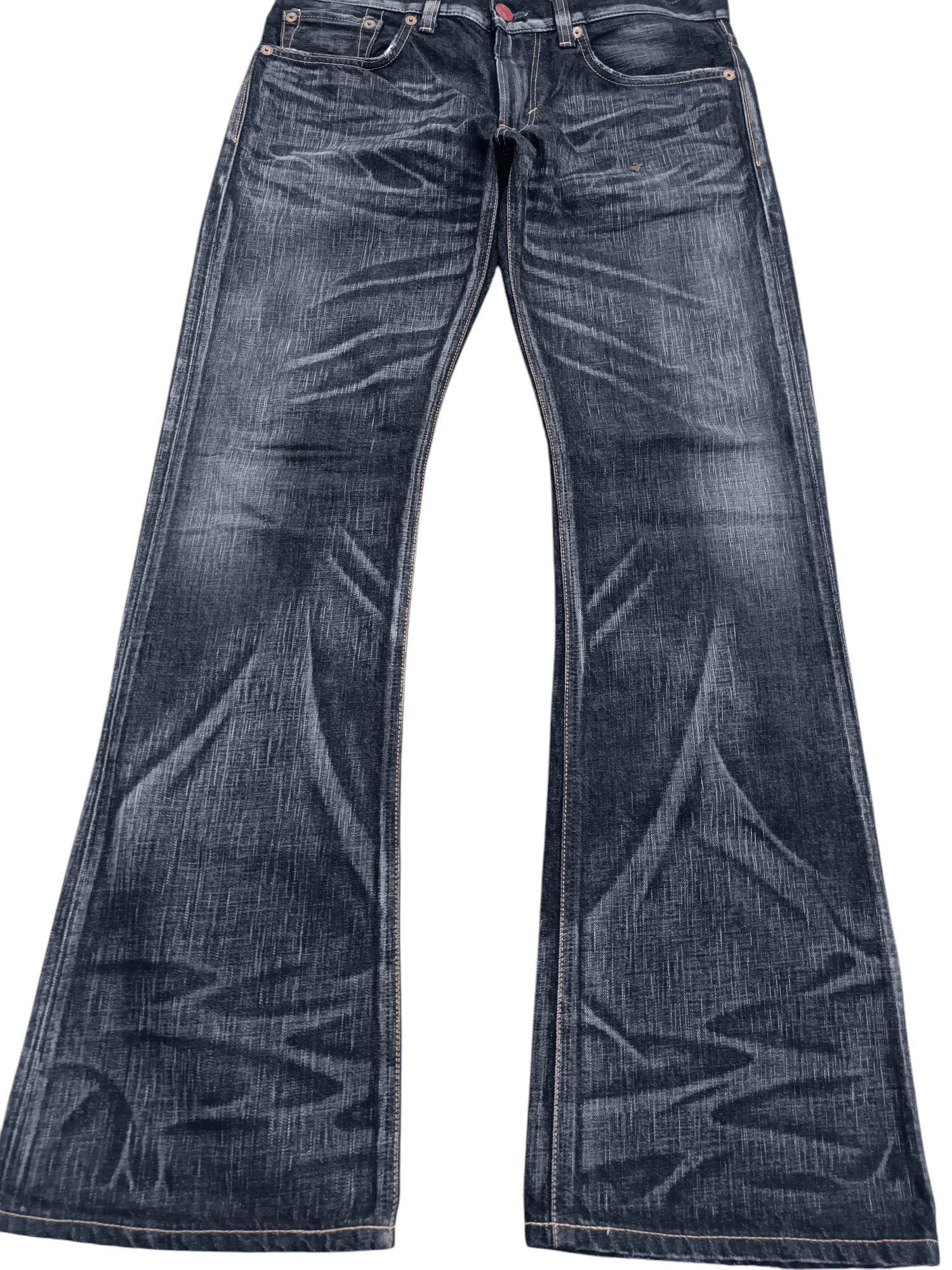 Edwin EDWIN 503 FLARE FADED & RUSTY PUNK STYLE WHISKERS DENIM Size US 34 / EU 50 - 3 Thumbnail