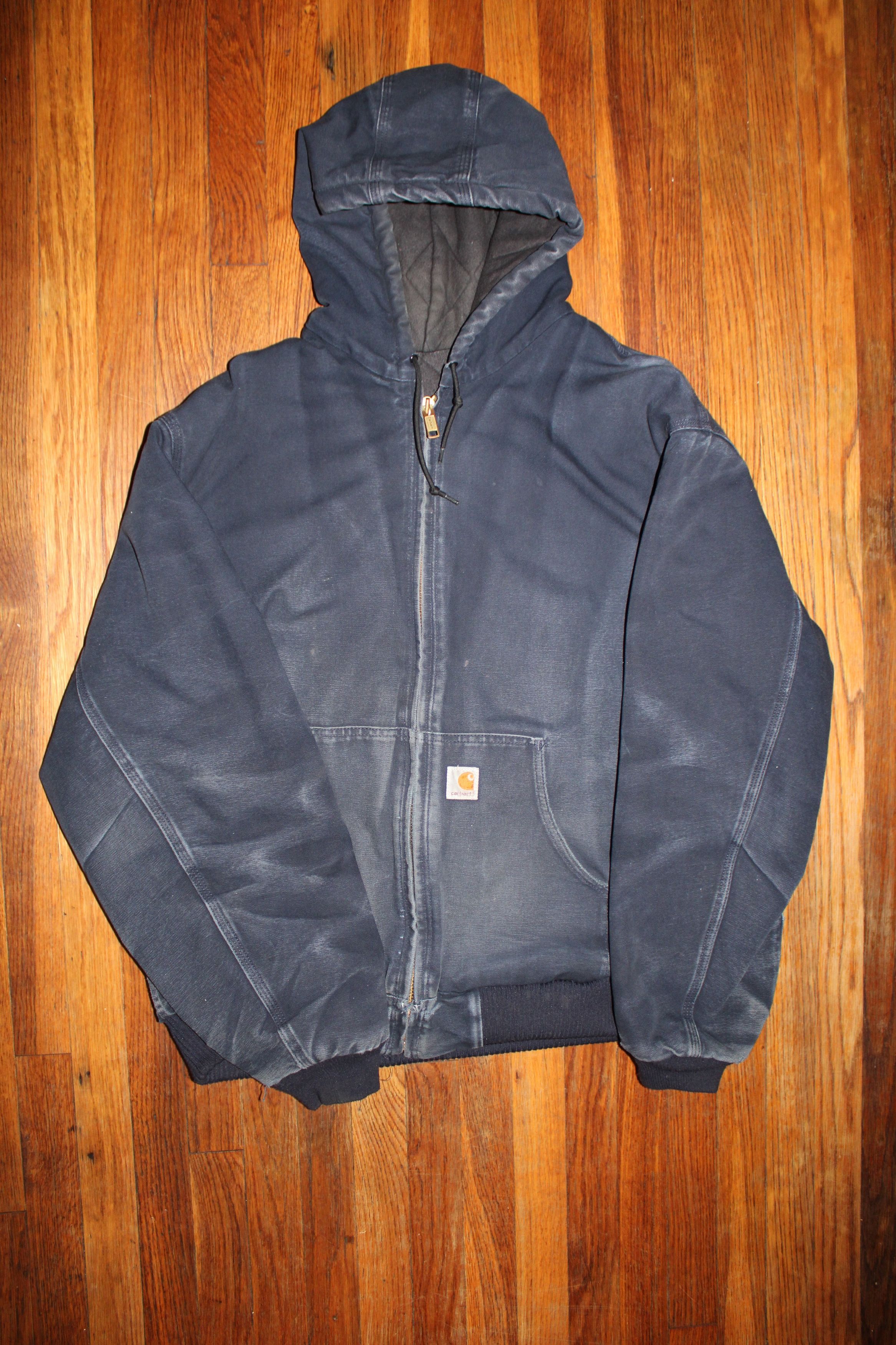 image of Vintage Carhartt Jacket Hoodie in Faded Blue, Men's (Size 2XL)